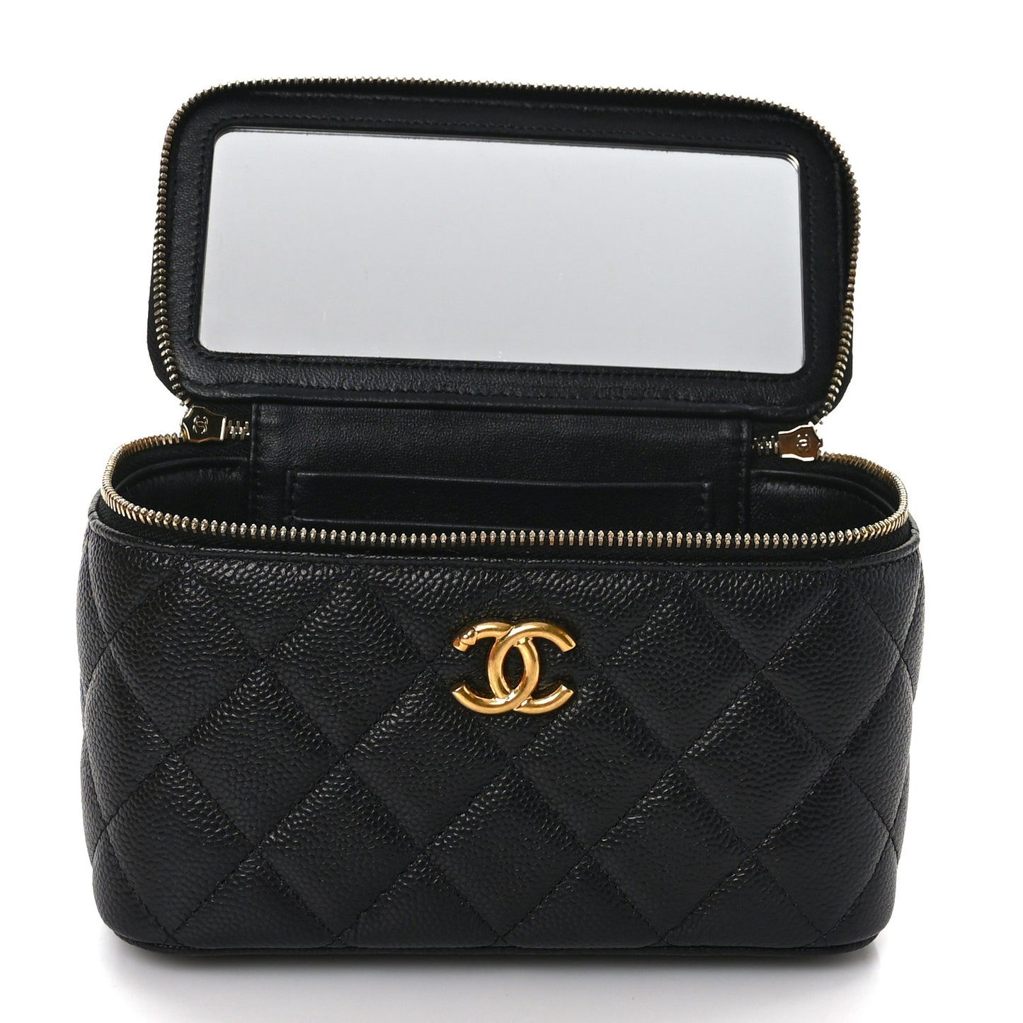 Caviar Quilted Sweetheart Vanity Case Black