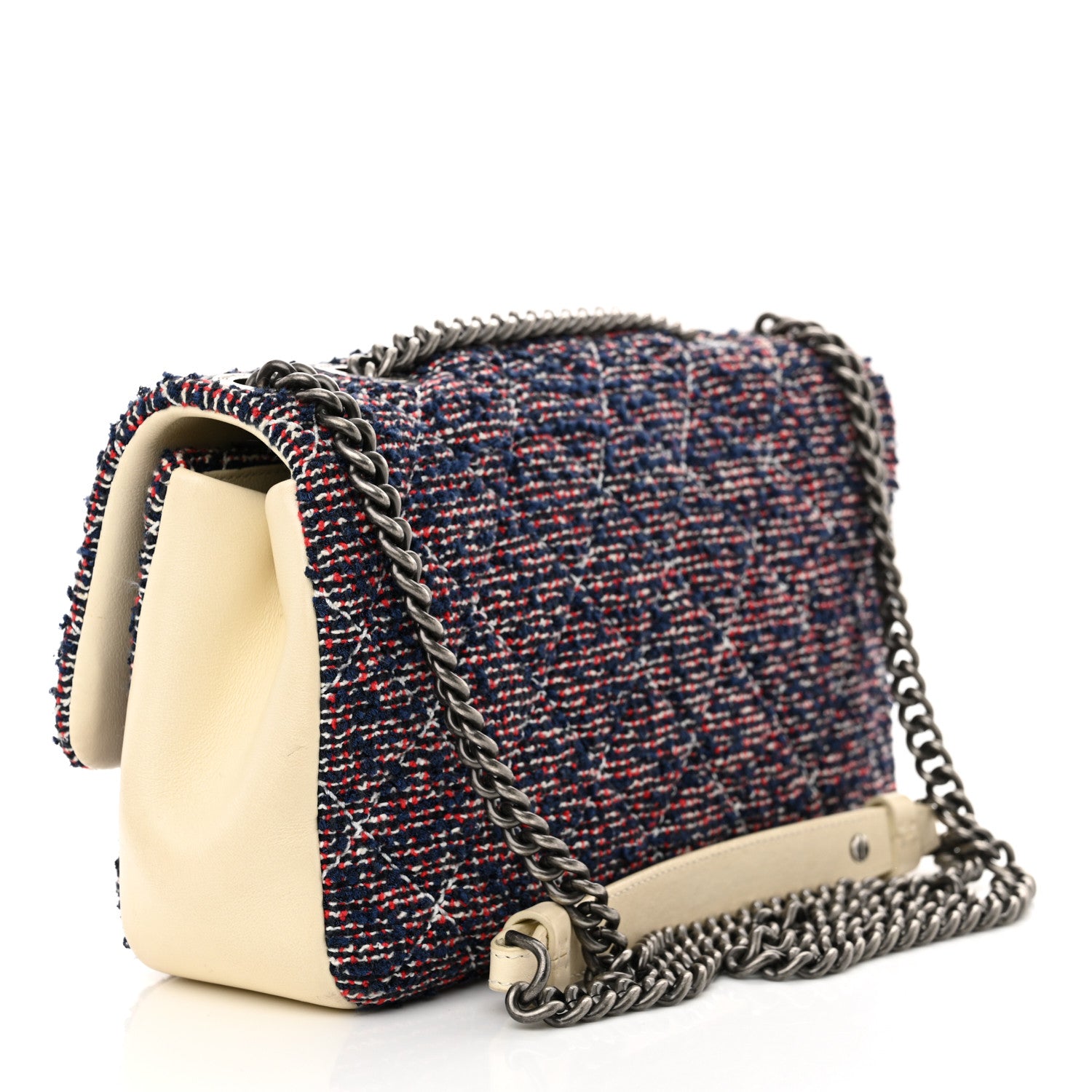 Chanel Tweed Quilted Medium Single Flap Blue Multicolor 3 of 16