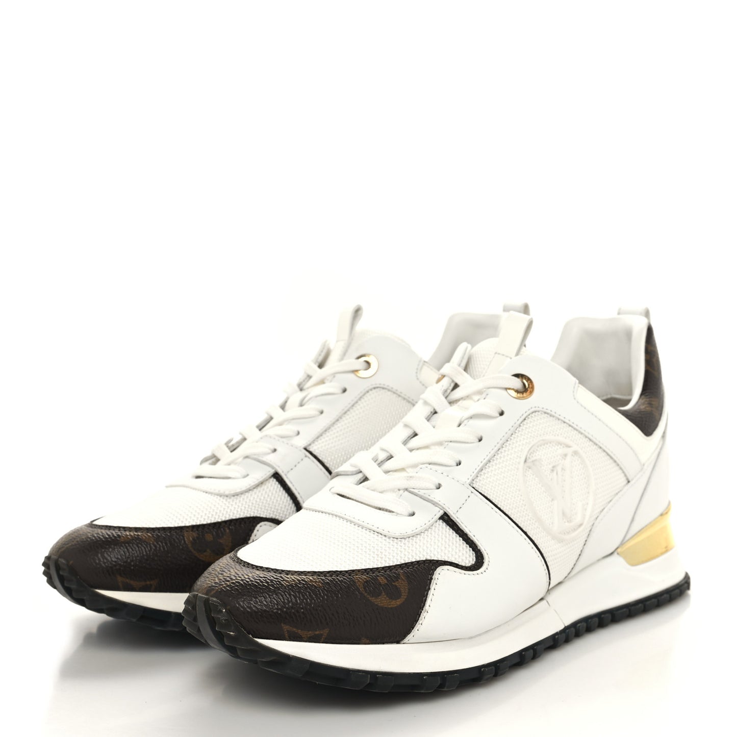 Calfskin Monogram Run Away Sneakers 39.5 White