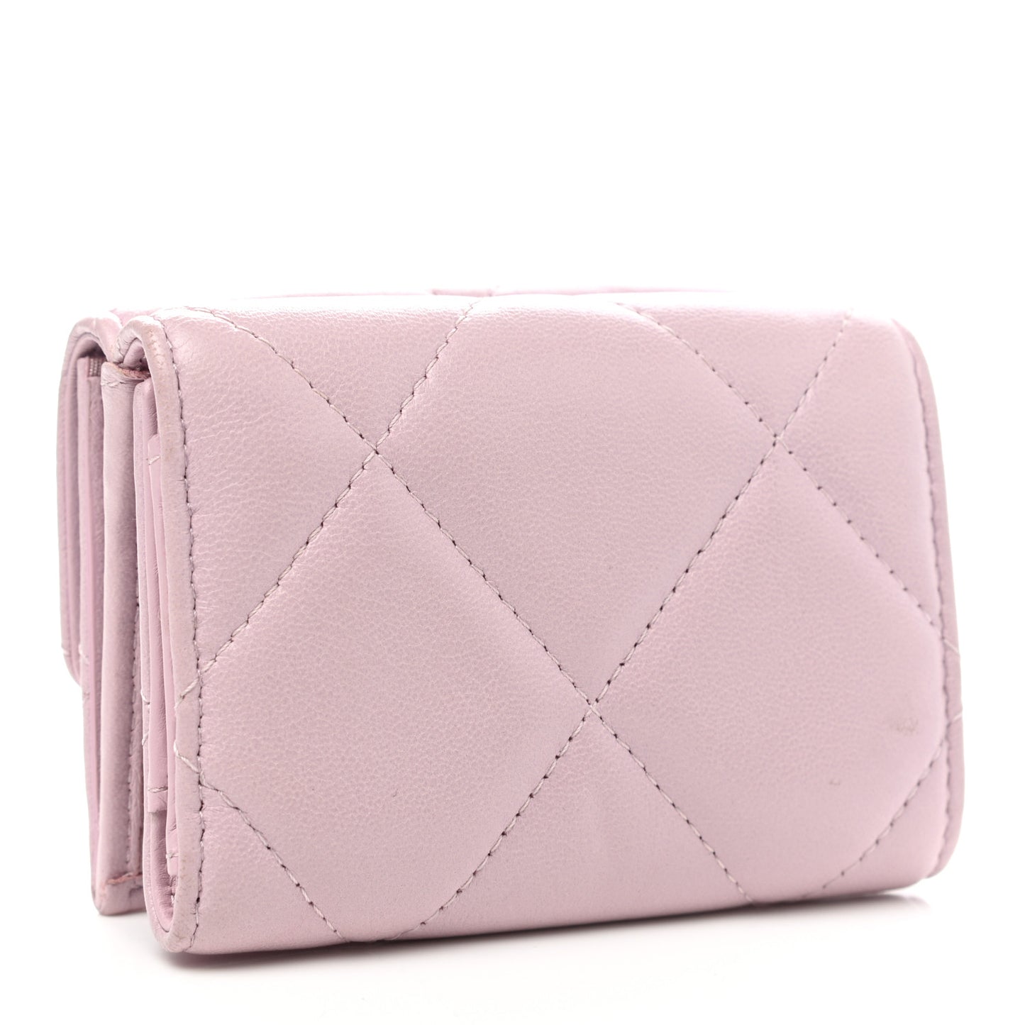 Goatskin Quilted Chanel 19 Small Flap Wallet Pink