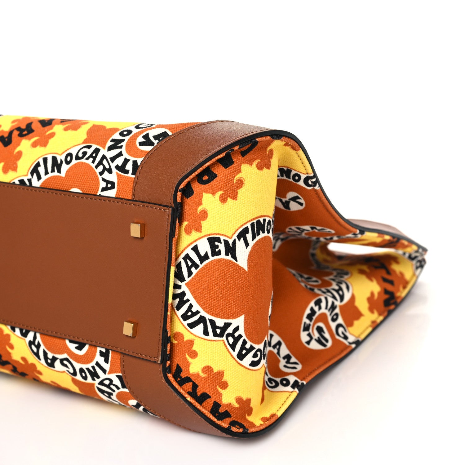 Valentino Garavani Canvas Calfskin Large Bandana Print Vlogo Signature Tote Saddle Brown Multicolor 9 of 10