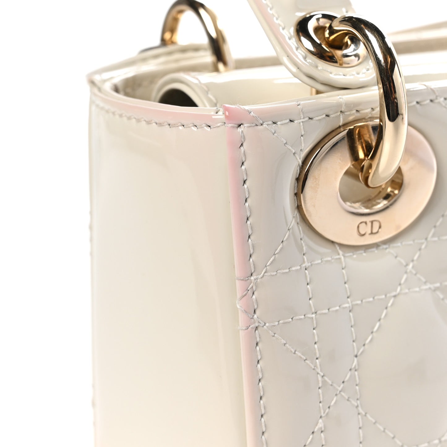 Patent Cannage Mini Lady Dior Latte