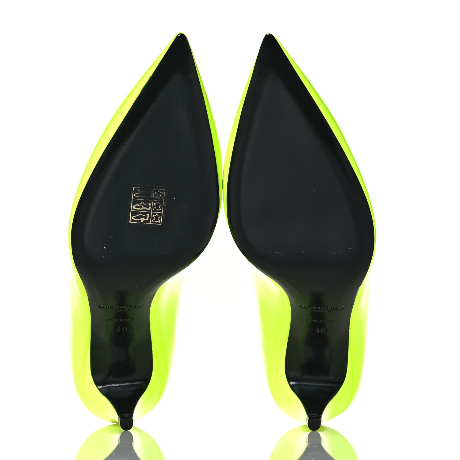 Saint Laurent Patent Calfskin Kiki 55 Pumps 40 Neon Yellow 5 of 9