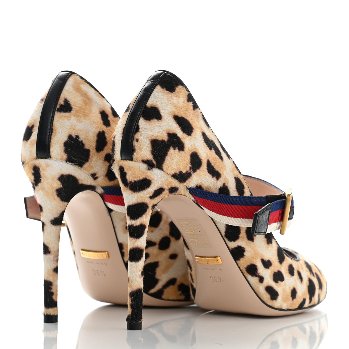 Calf Hair Leopard Print Sylvie High Heel Slingback Pumps 36.5 Naturale Black