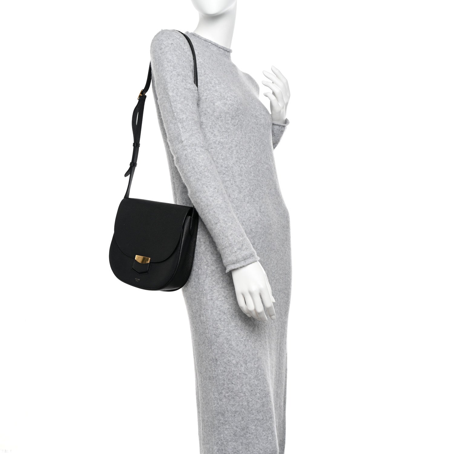 Celine Grained Calfskin Small Trotteur Black 2 of 10