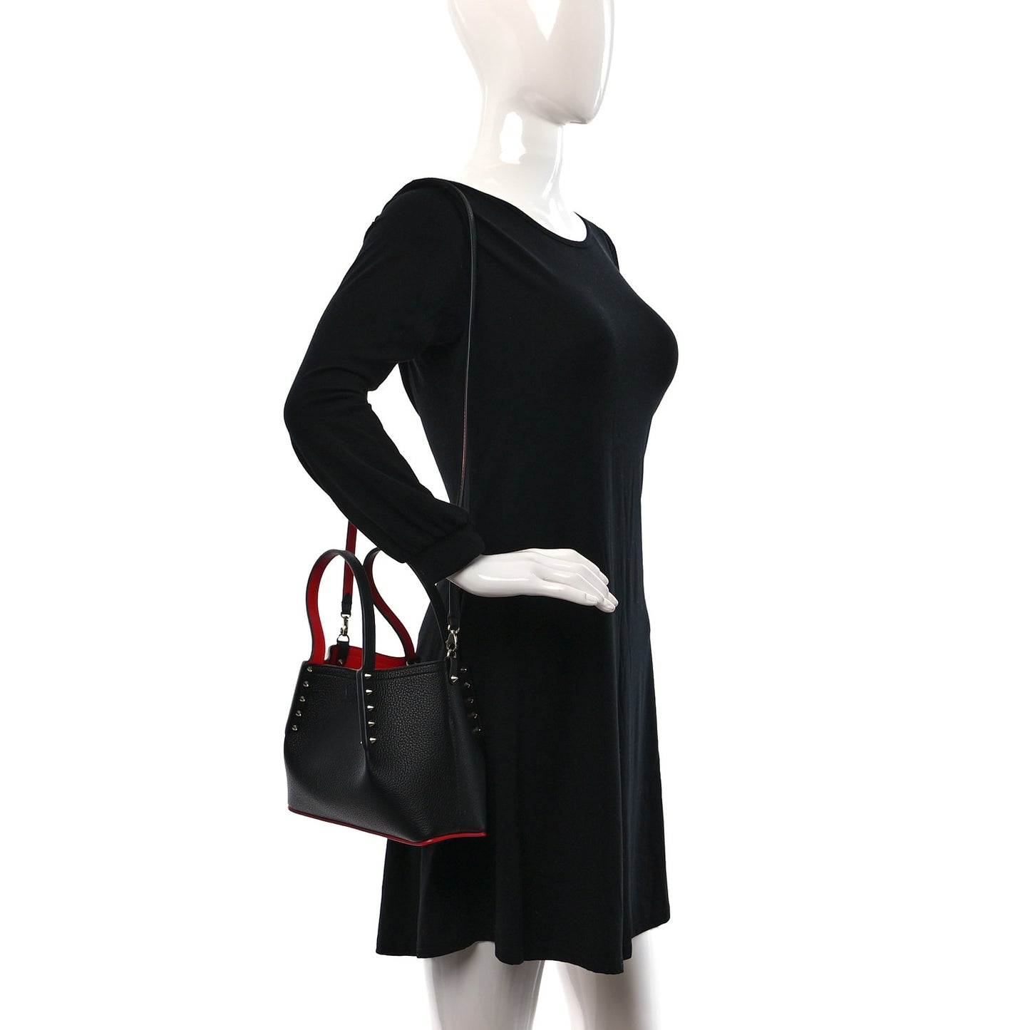 Calfskin Spiked Mini Cabarock Shopper Tote Black