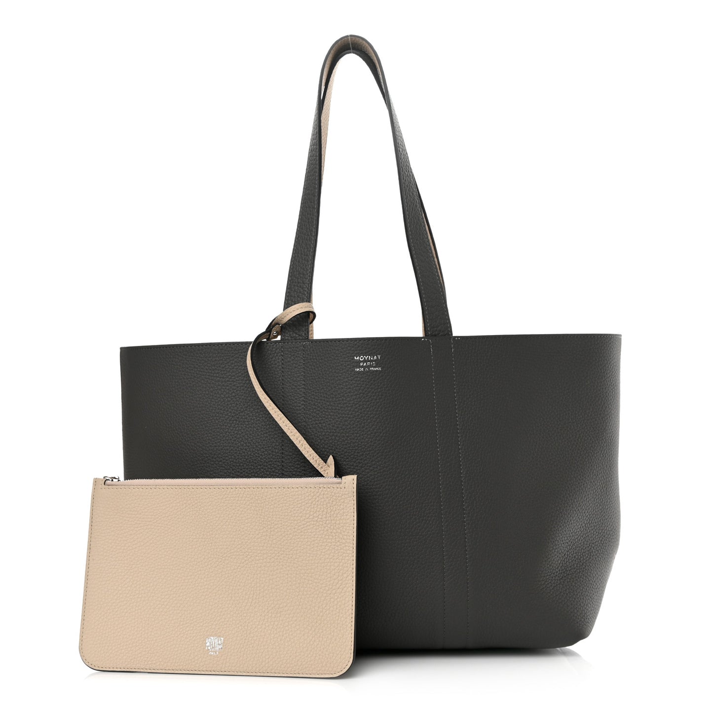 Taurillon Gex Calfskin Duo Reversible Tote Greige Zinc