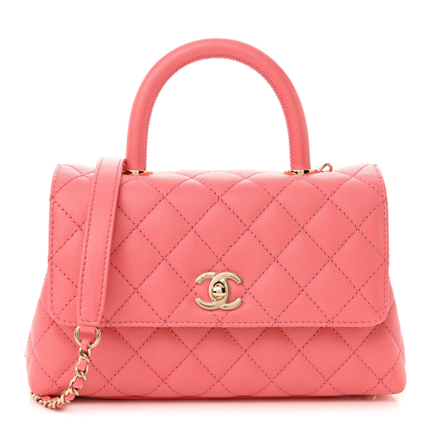 Caviar Quilted Mini Coco Handle Flap Pink