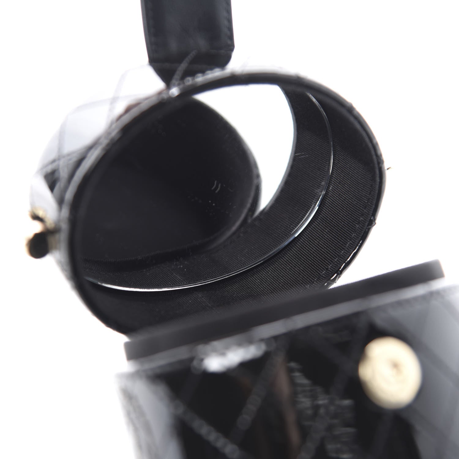 Chanel Patent Quilted Round Small Vanity With Chain Black 10 of 12