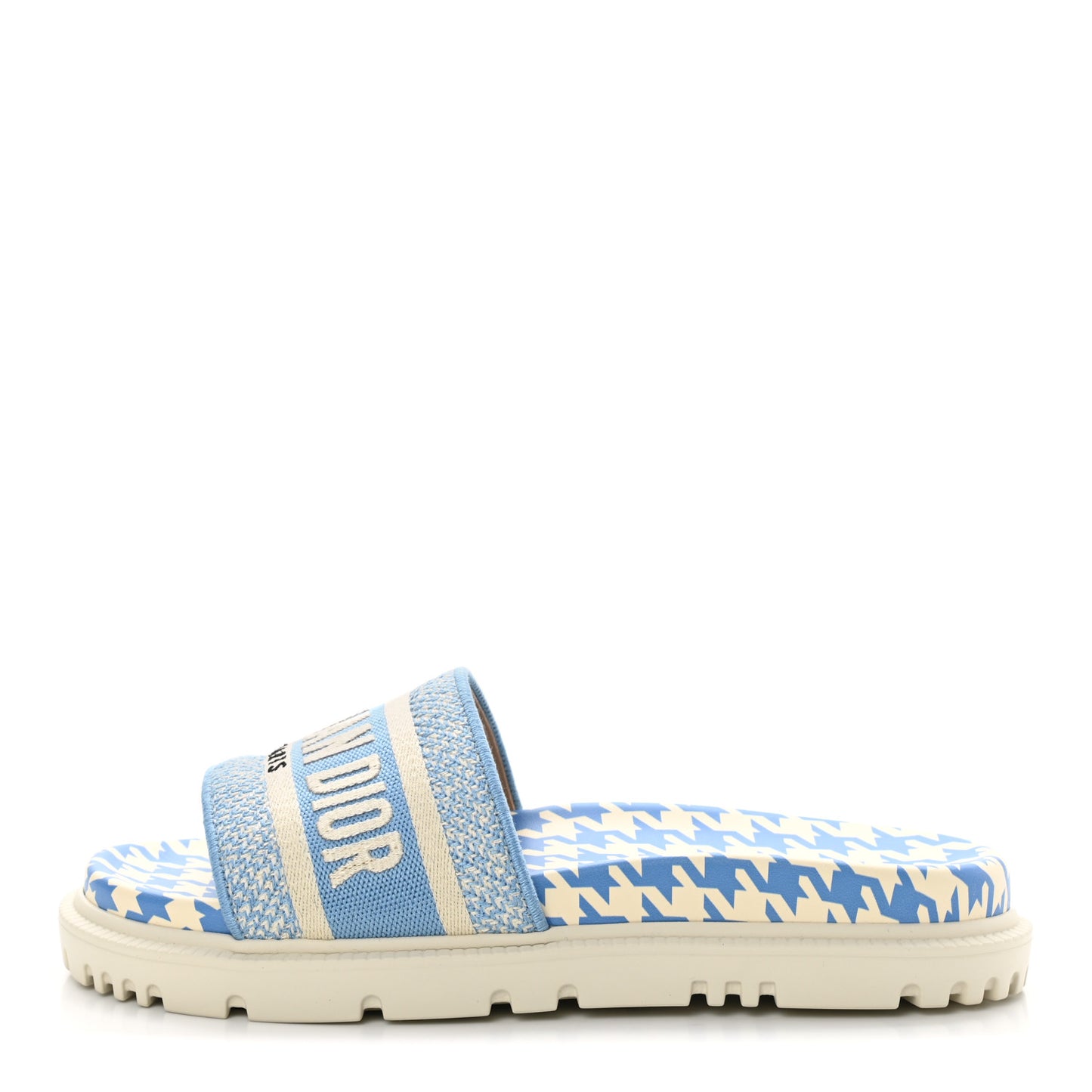 Micro PDP Cotton Houndstooth Embroidered Dway 10mm Slide Sandals 35 Cornflower