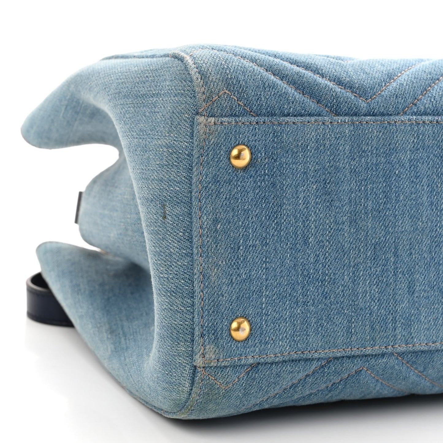 Denim Matelasse Small Pearly GG Marmont Tote Blue
