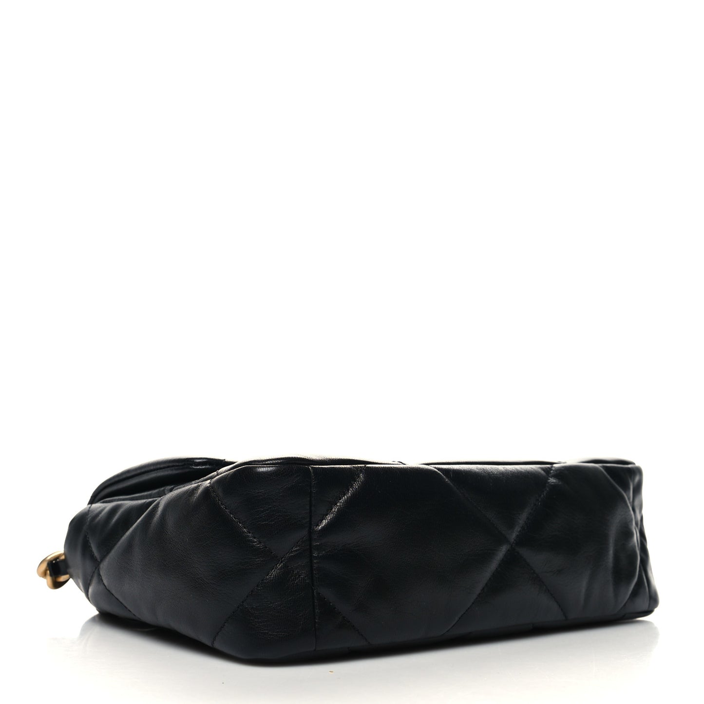Shiny Goatskin Quilted Medium Chanel 19 Flap Black