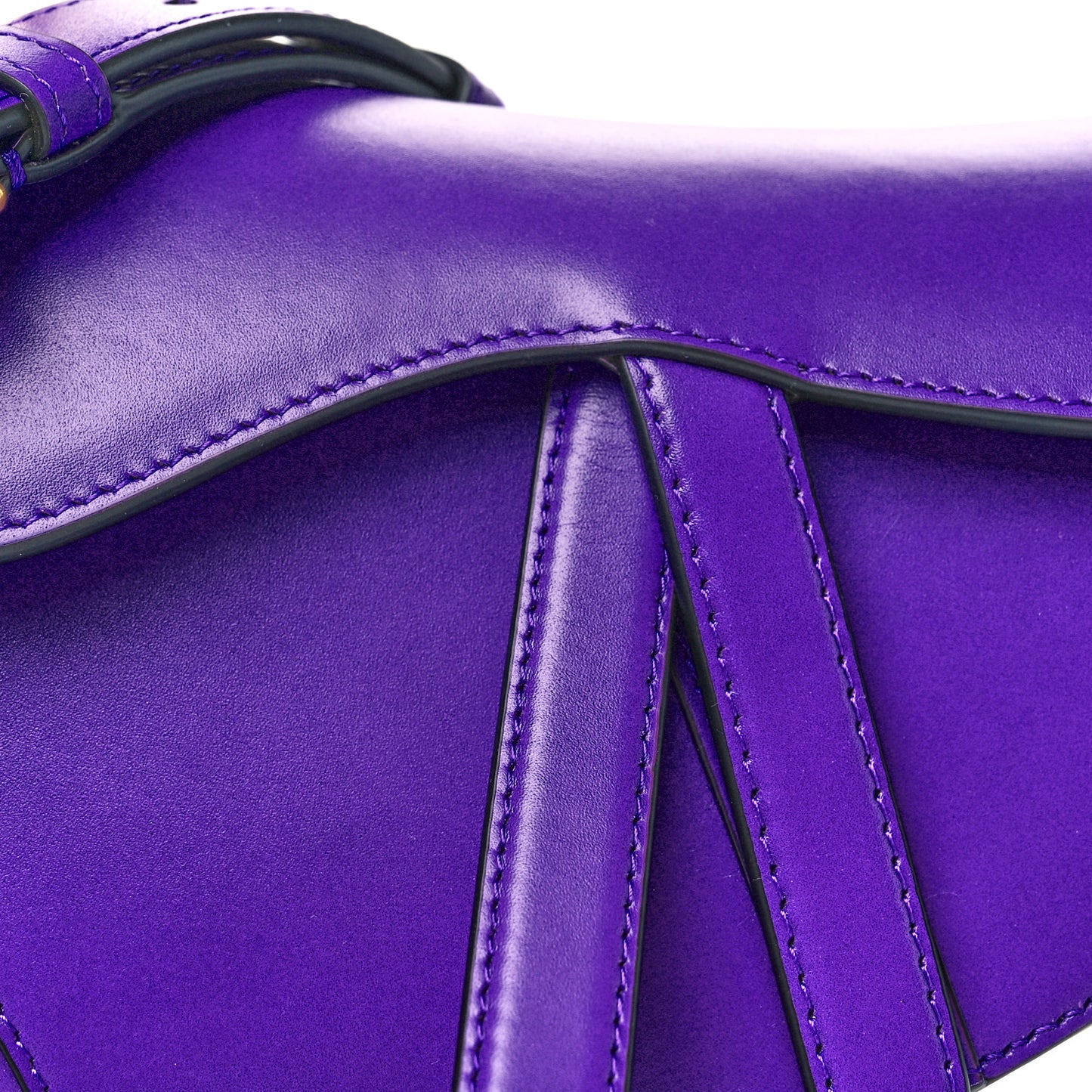 Supple Calfskin Mini Saddle Bag With Strap Purple
