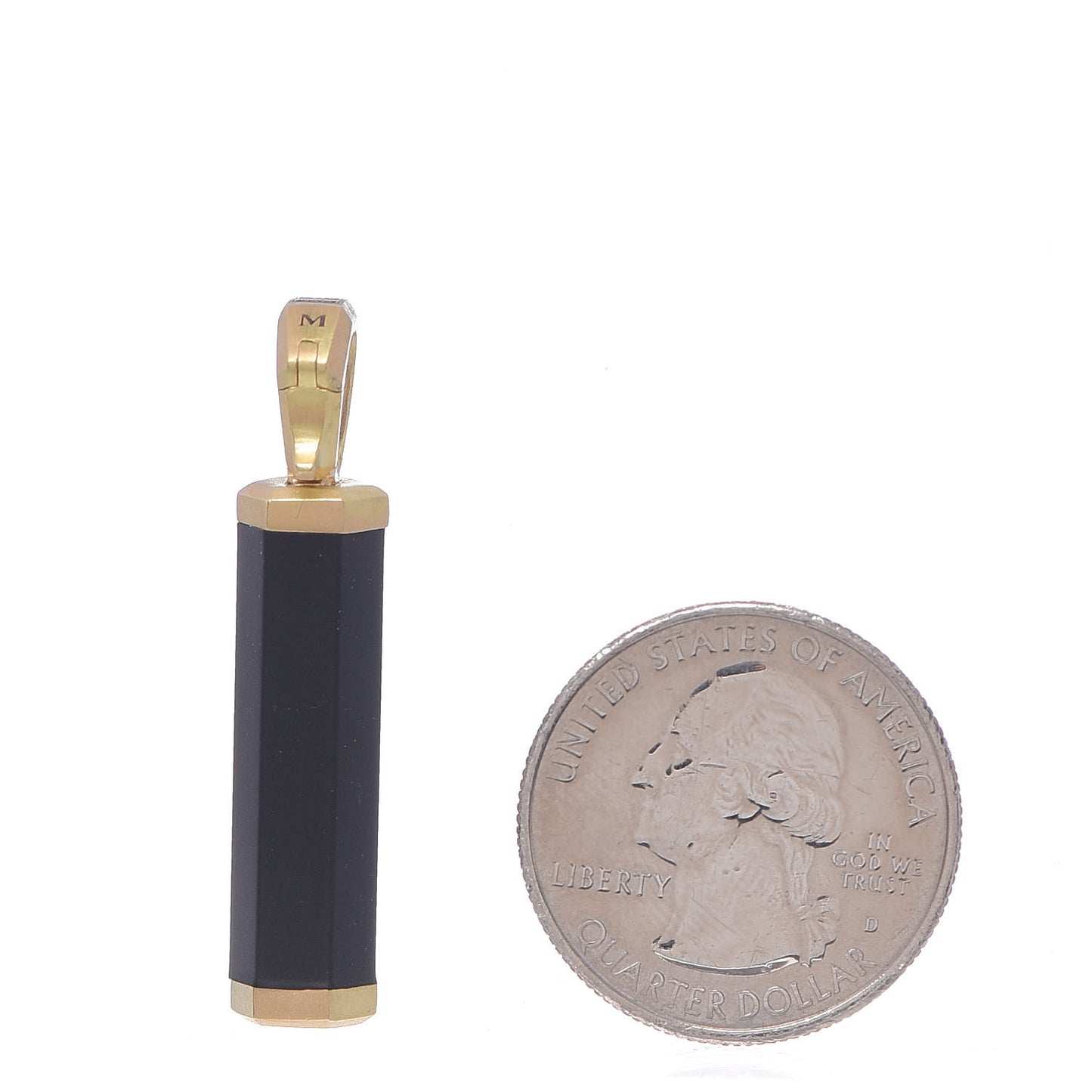 18K Gold Rubber 29.5mm Mens Hex Enhancer Pendant Black