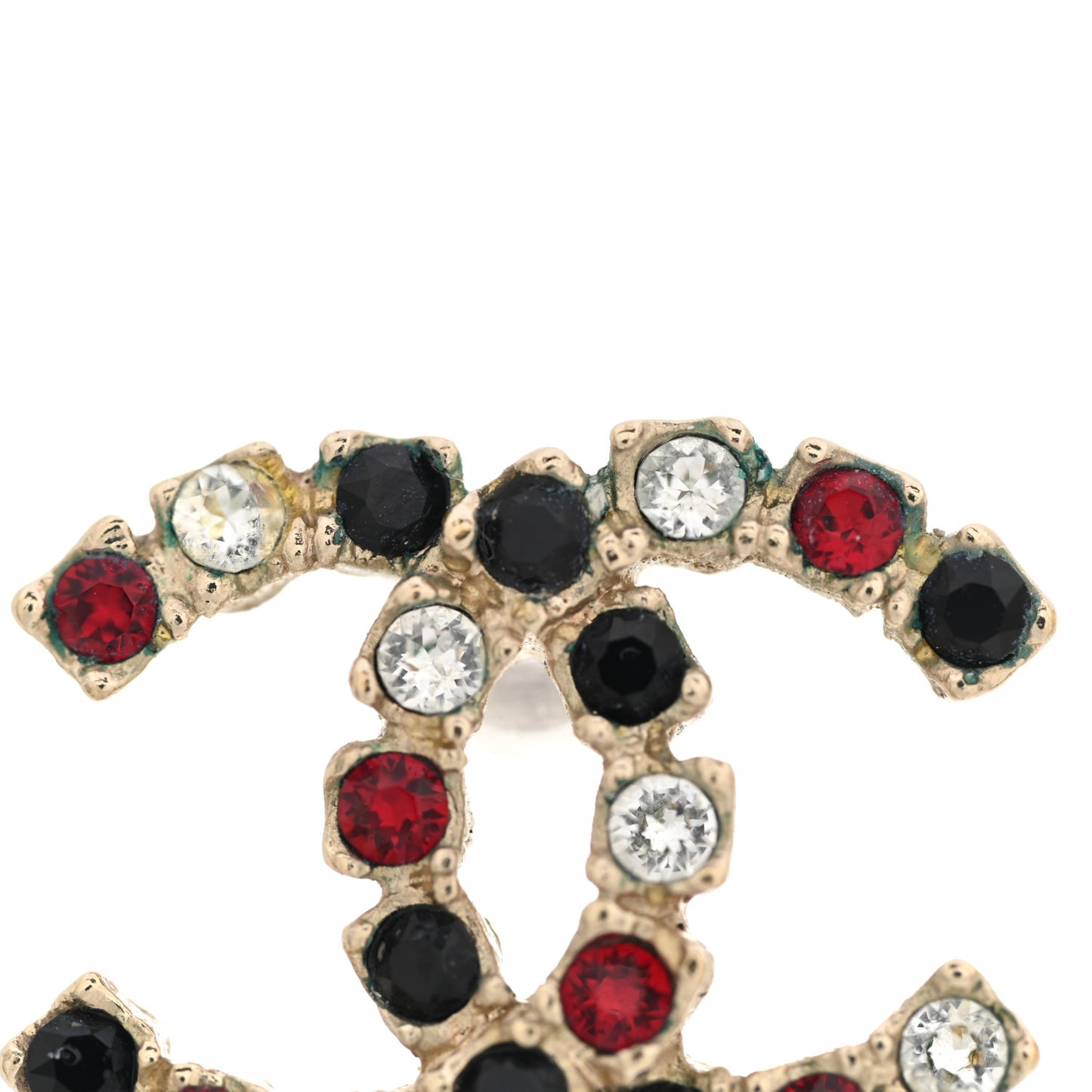 Crystal CC Earrings Gold Black Red