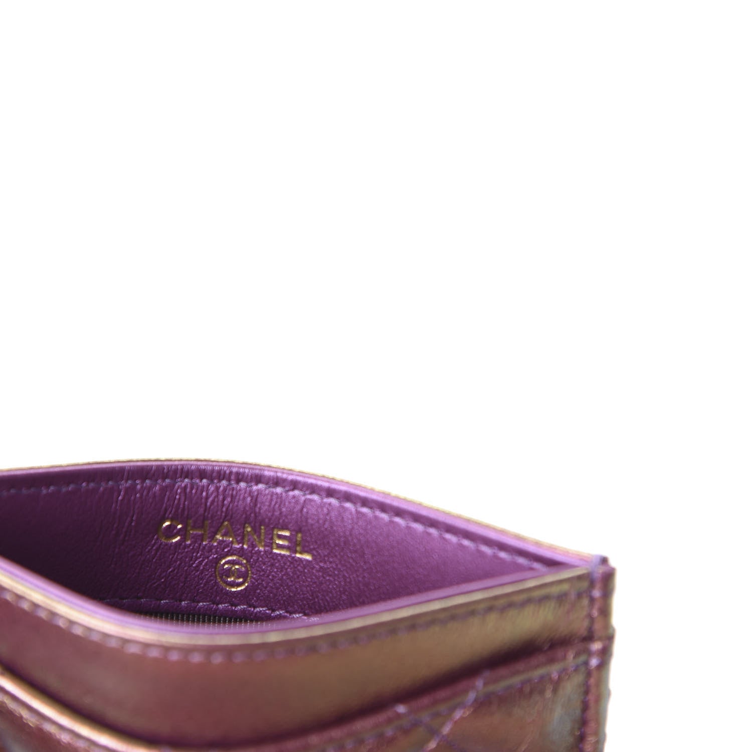 Chanel Iridescent Lambskin Quilted Card Holder Purple 6 of 9