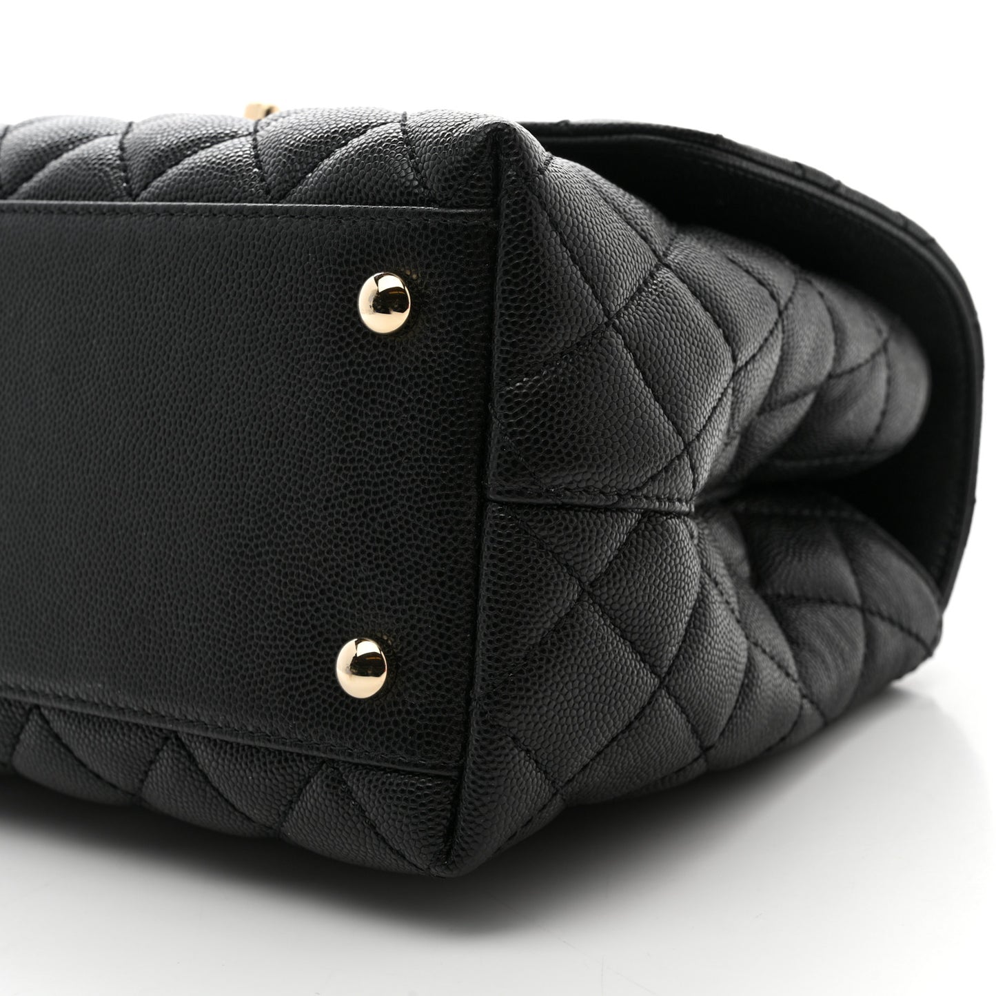Caviar Quilted Small Coco Handle Flap Black