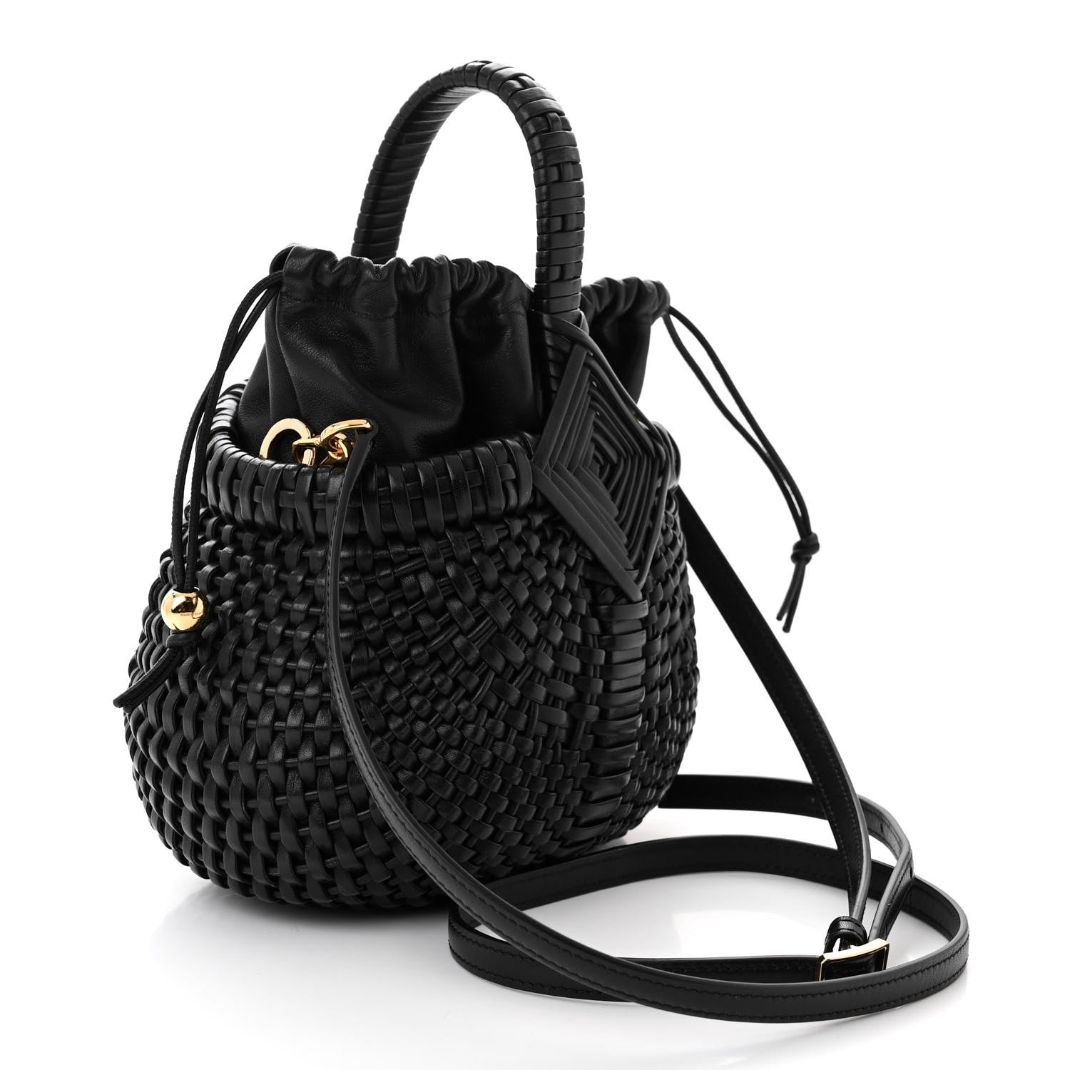 Loewe Calfskin Woven Mini Diamond Basket Bag Black 3 of 11
