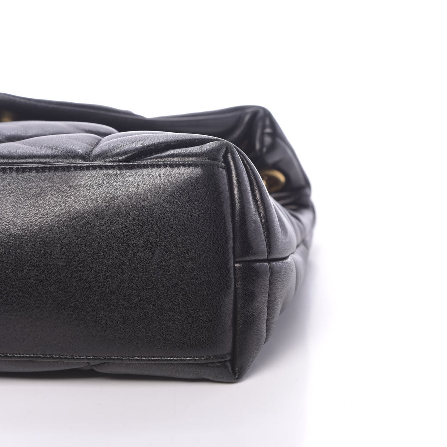 Lambskin Quilted Small Loulou Puffer Monogram Chain Satchel Black