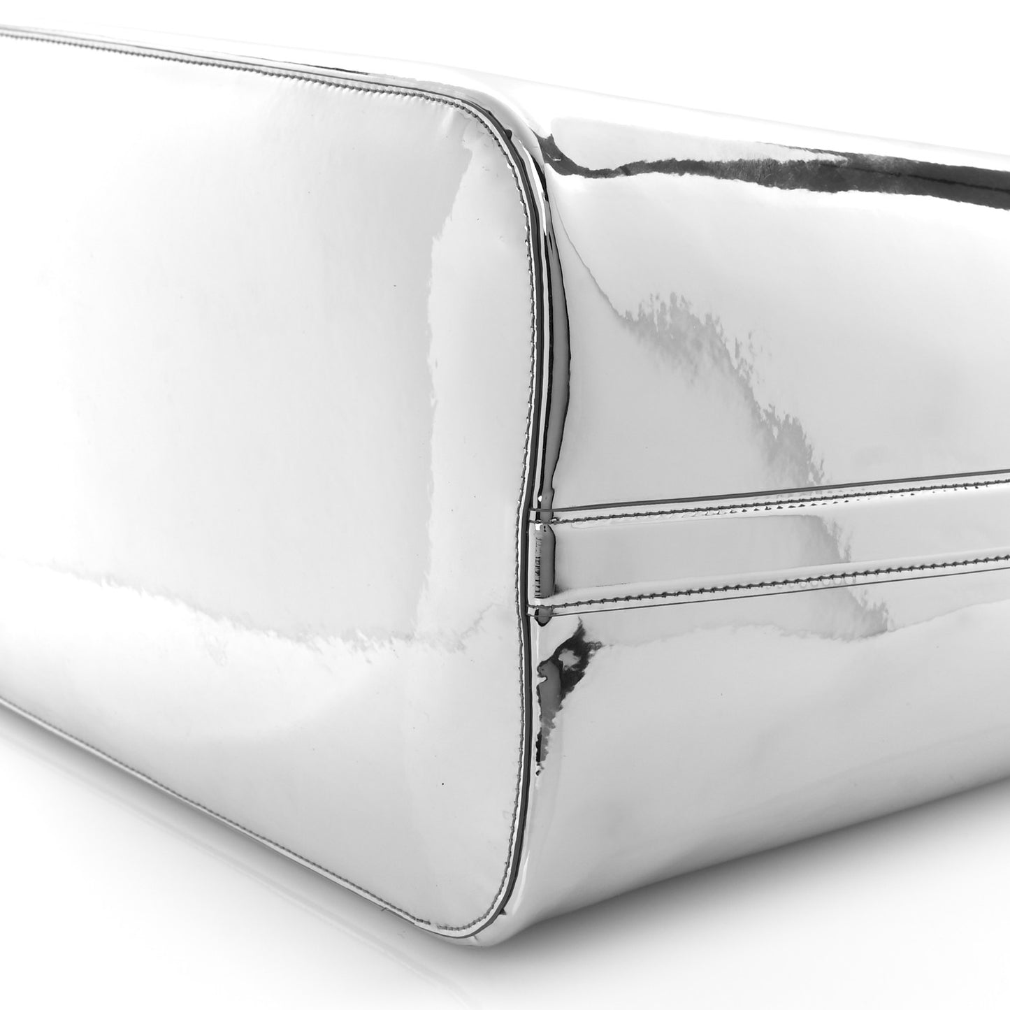 Metallic Faux Patent Large The Bow Bag Silver