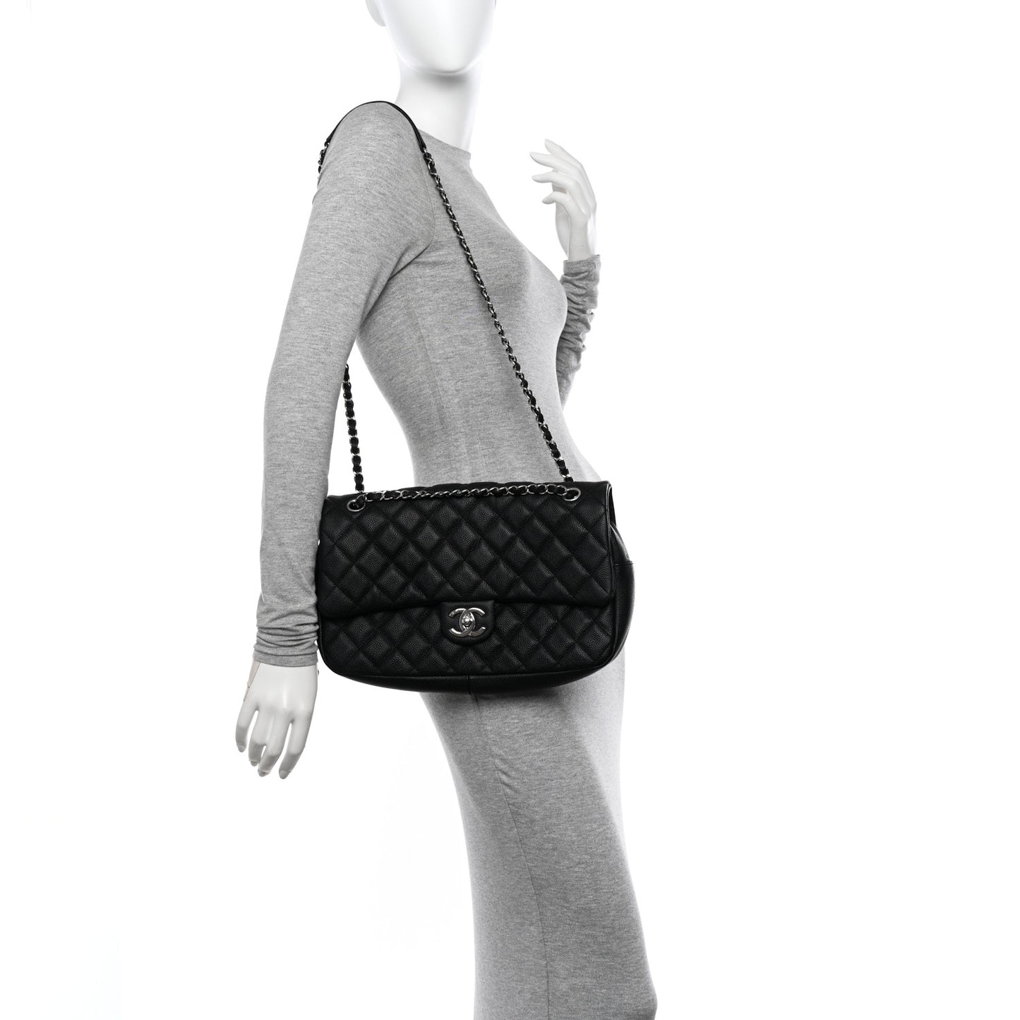 Caviar Quilted Jumbo Easy Flap Black