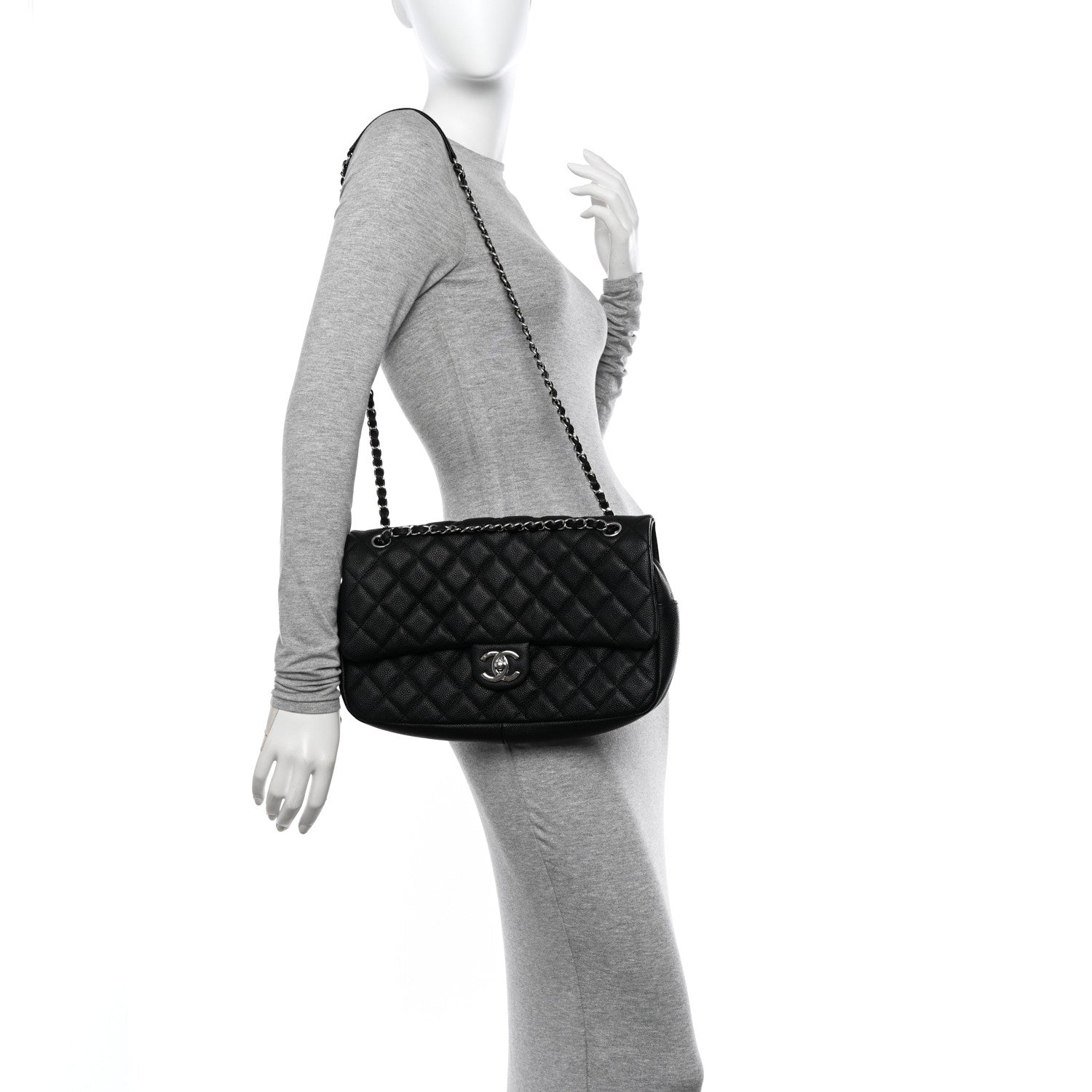 Chanel Caviar Quilted Jumbo Easy Flap Black 2 of 11