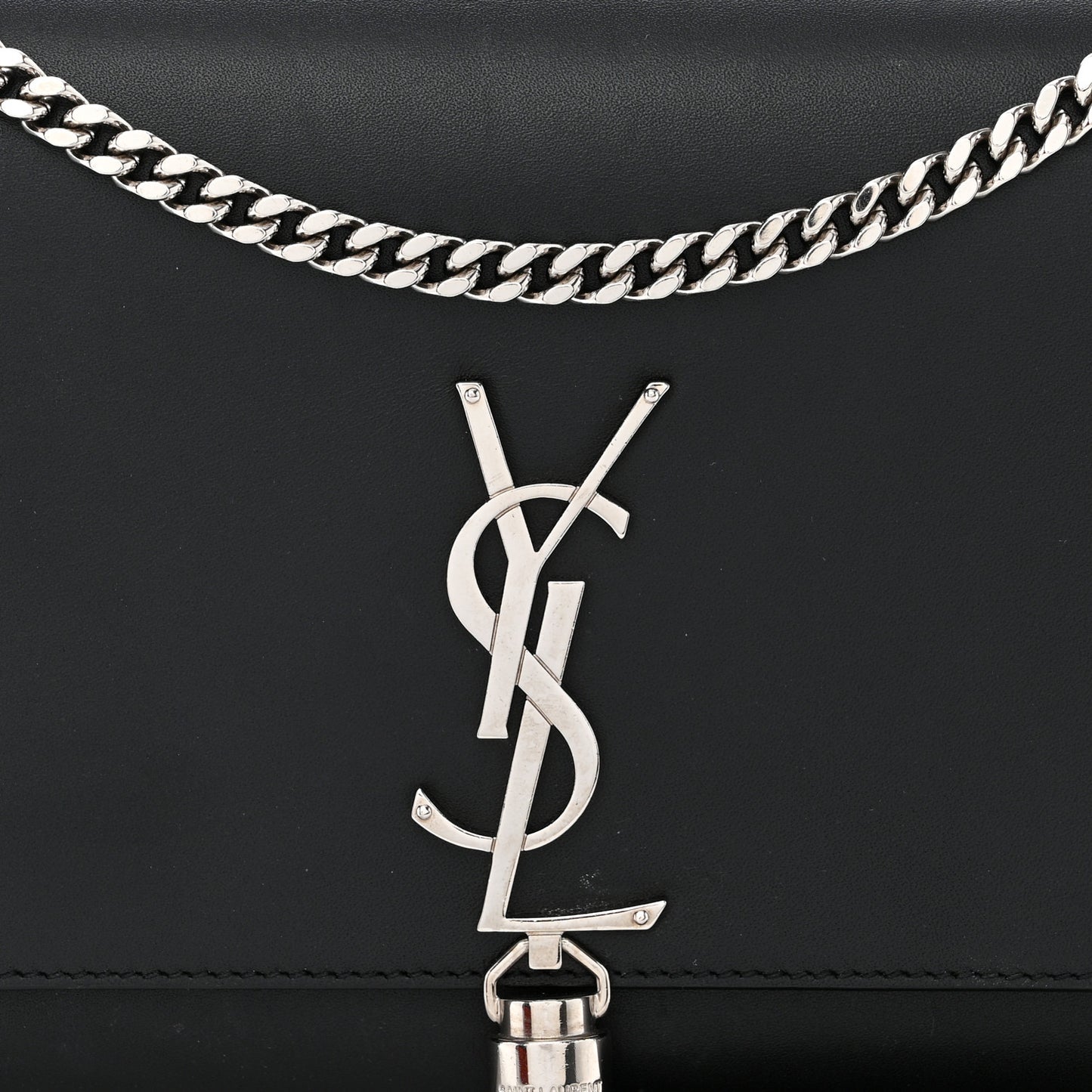 Smooth Calfskin Medium Classic Monogram Kate Tassel Satchel Black
