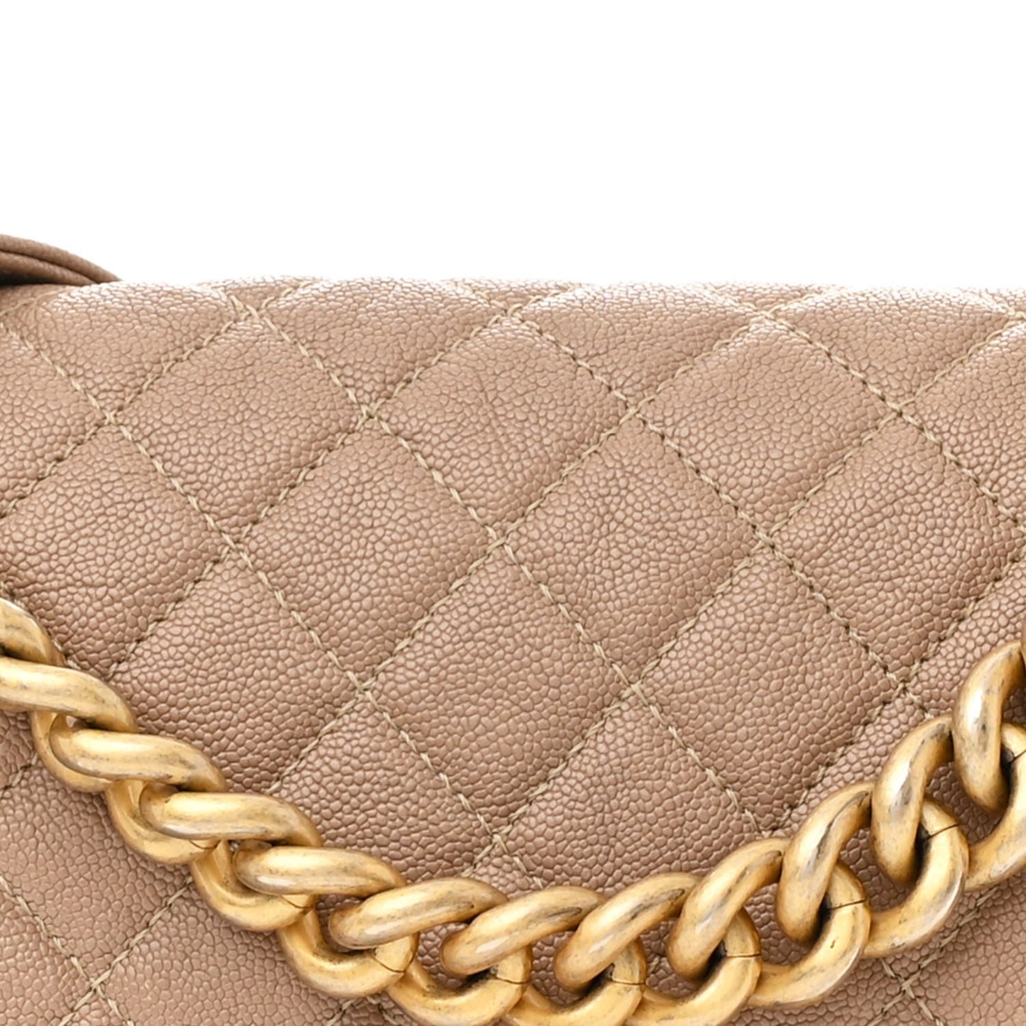 Caviar Quilted Medium Boy Flap Beige