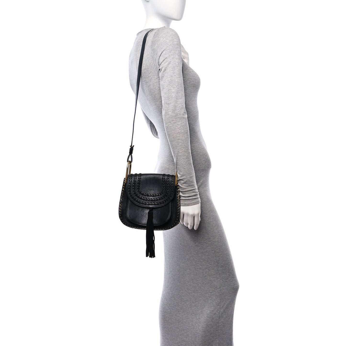 Calfskin Braided Small Hudson Shoulder Bag Black
