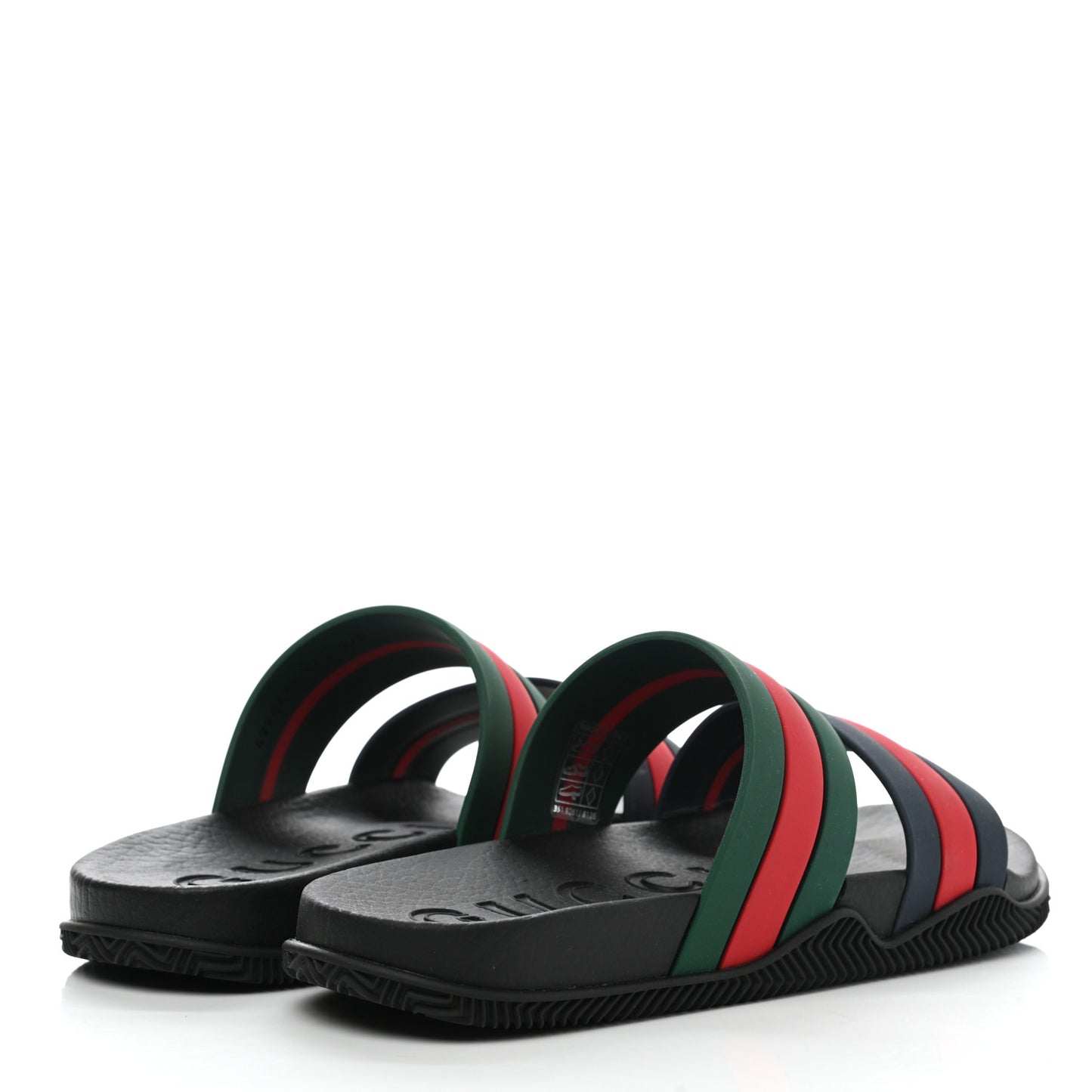 Rubber Web Stripe Slide Sandals 37 Green Navy Red