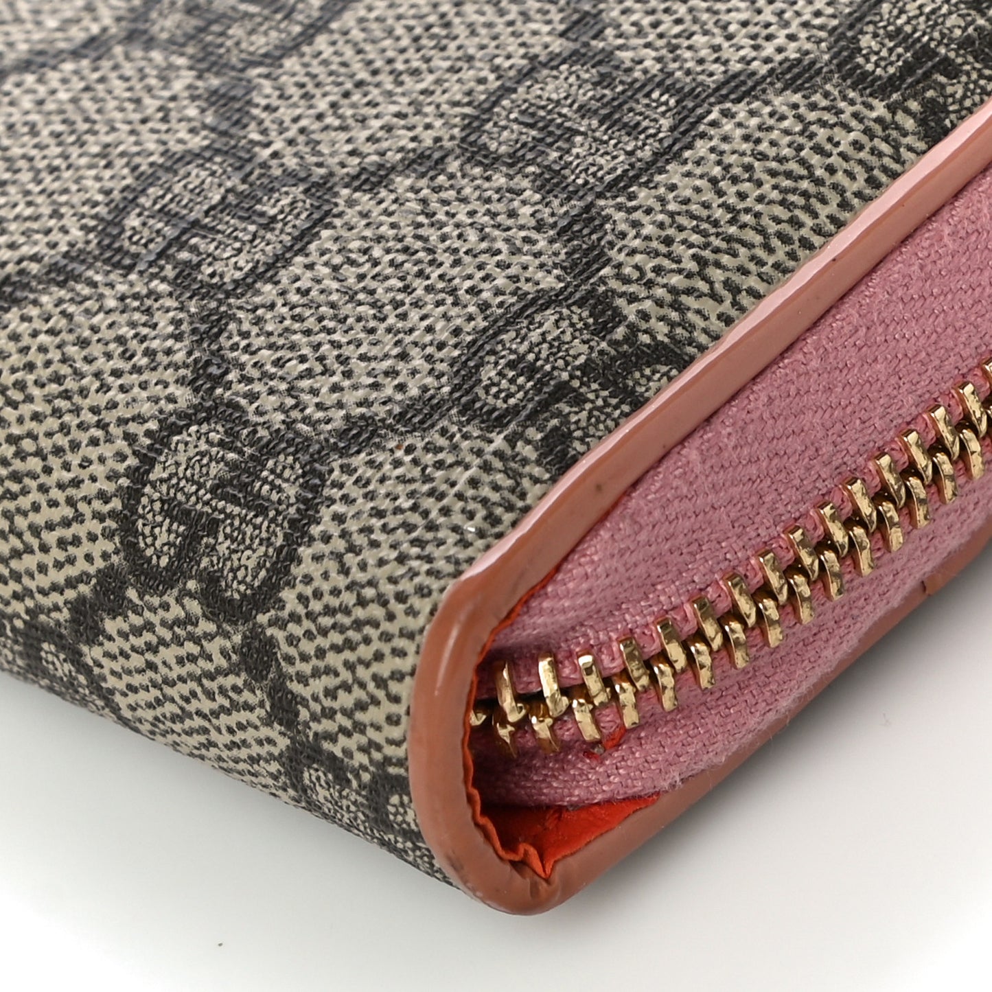 Monogram Bow Zip Around Wallet Pink