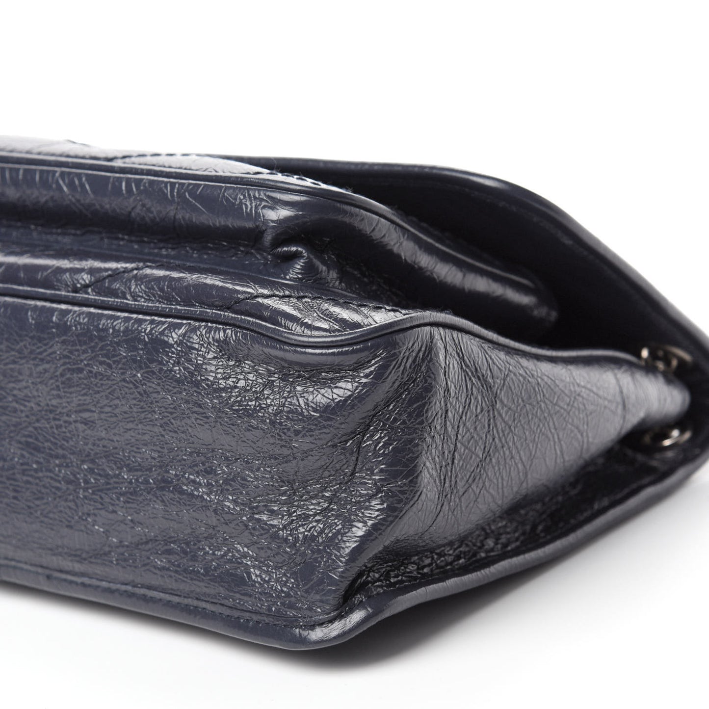 Crinkled Calfskin Matelasse Monogram Medium Niki Chain Satchel Deep Marine