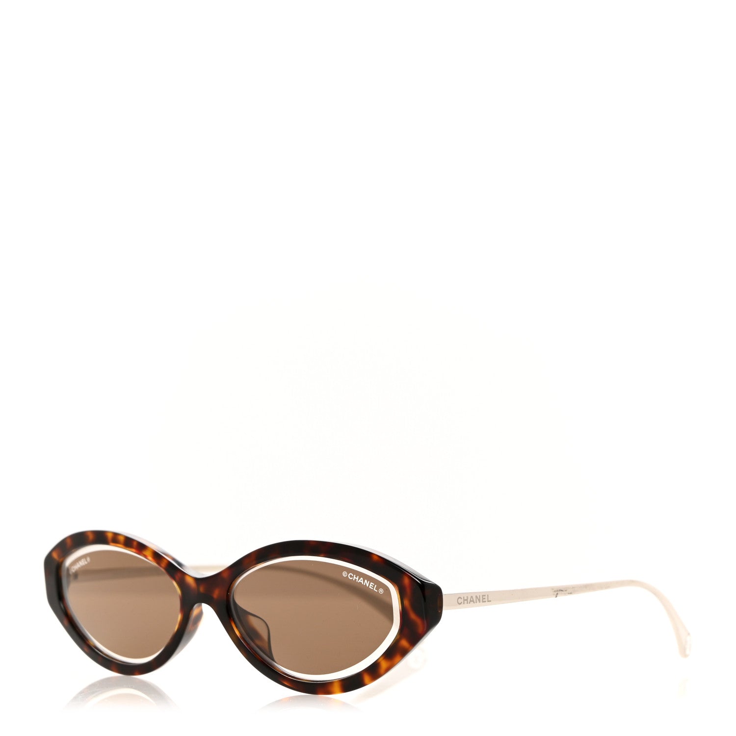 Chanel Acetate Metal Oval Sunglasses 5424-A Brown 1554248