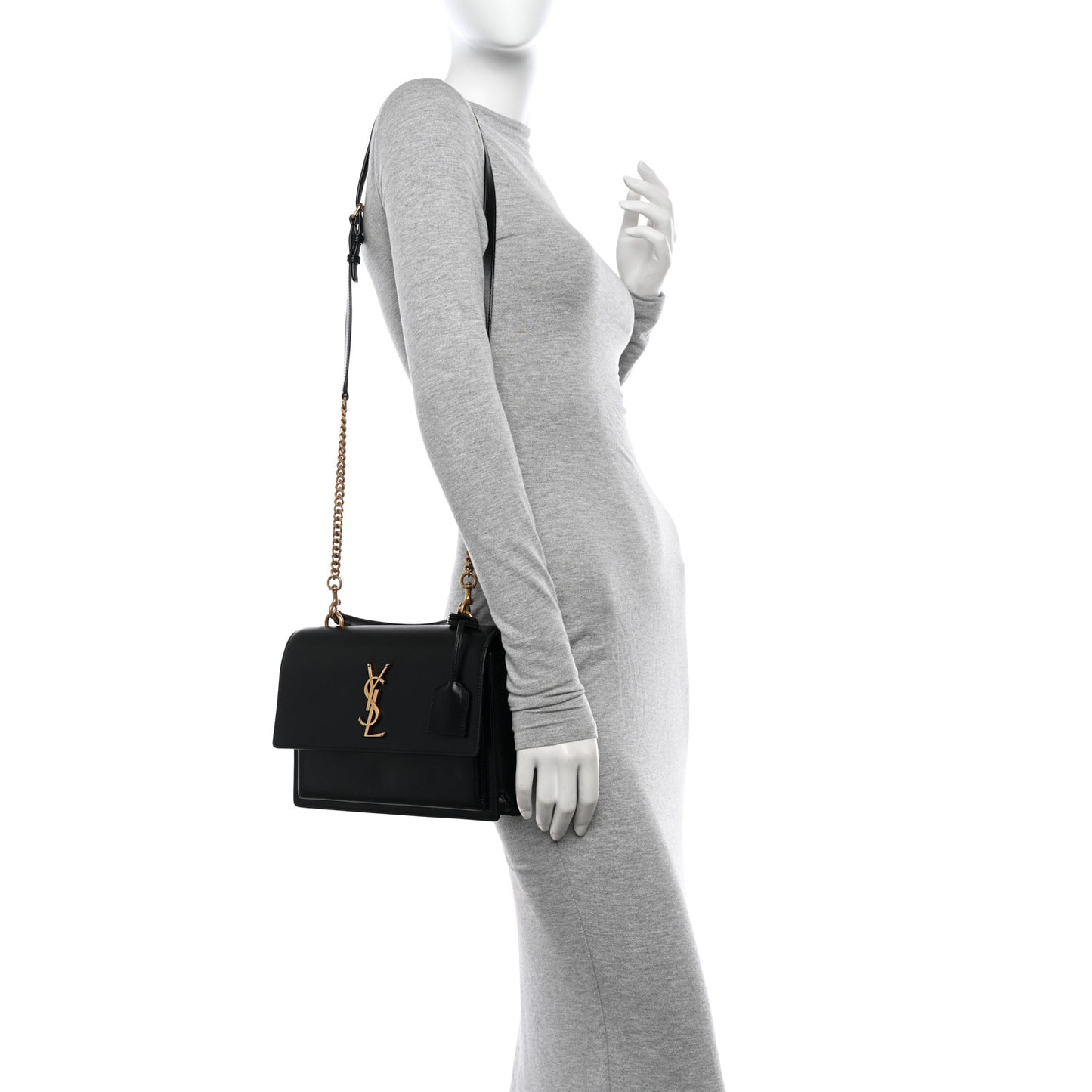 Smooth Calfskin Medium Monogram Sunset Satchel Black