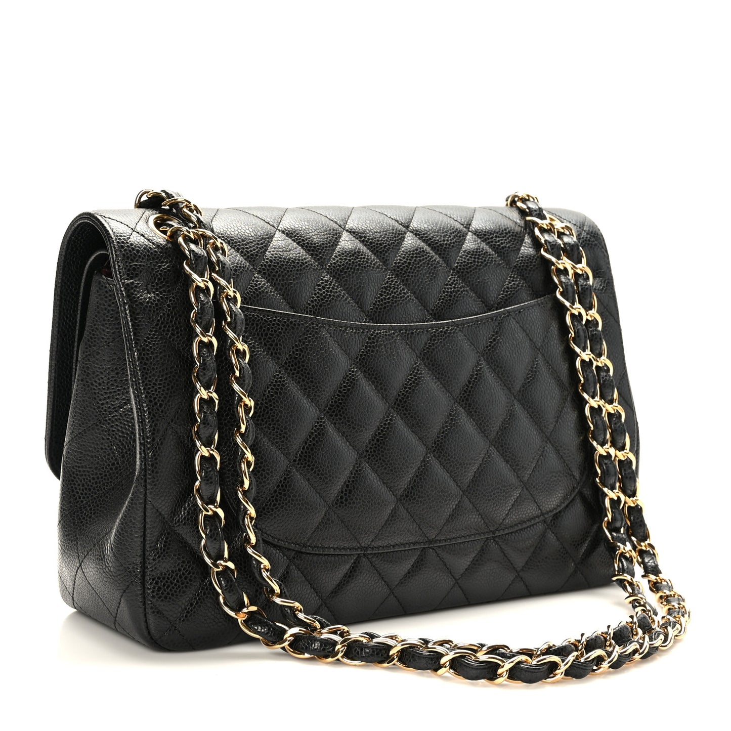 Caviar Quilted Jumbo Double Flap Black