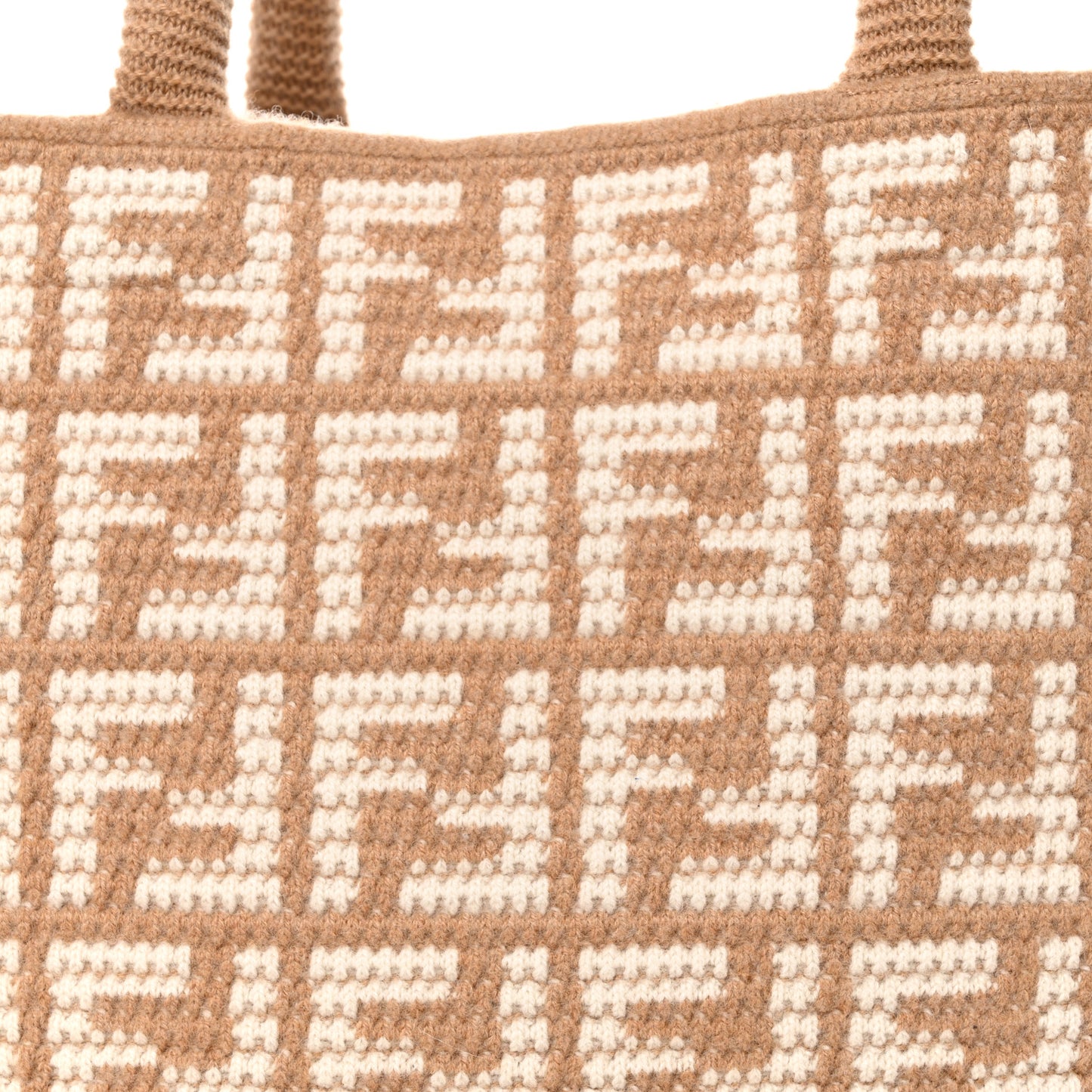 Cashmere Knit FF Large Shopper Tote Cammello