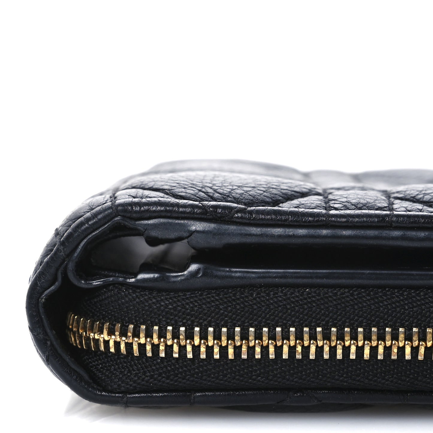Grained Calfskin Supple Cannage Caro Scarlet Zipped Wallet Black