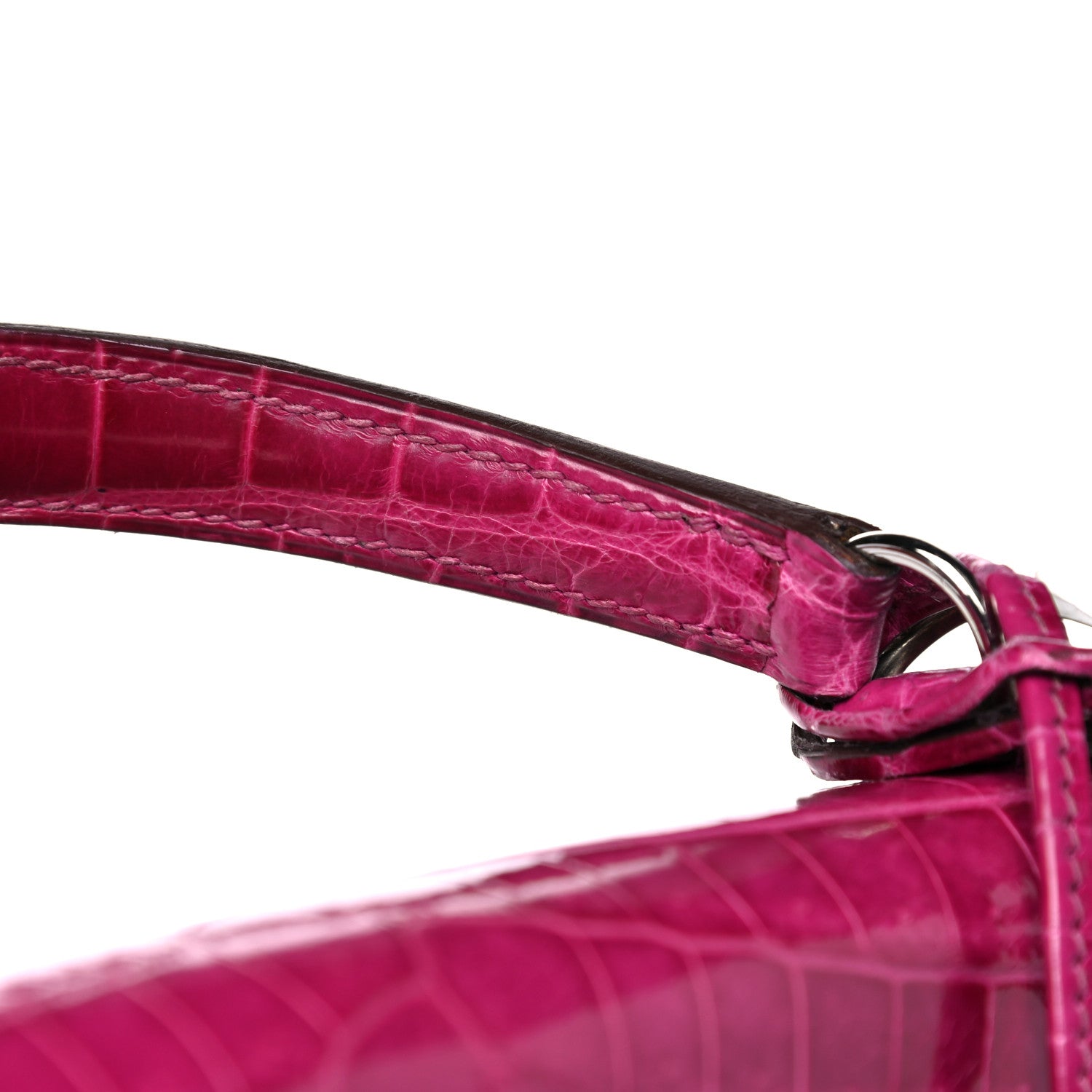 Hermes Shiny Niloticus Crocodile Kelly Sellier 32 Rose Scheherazade 26 of 27