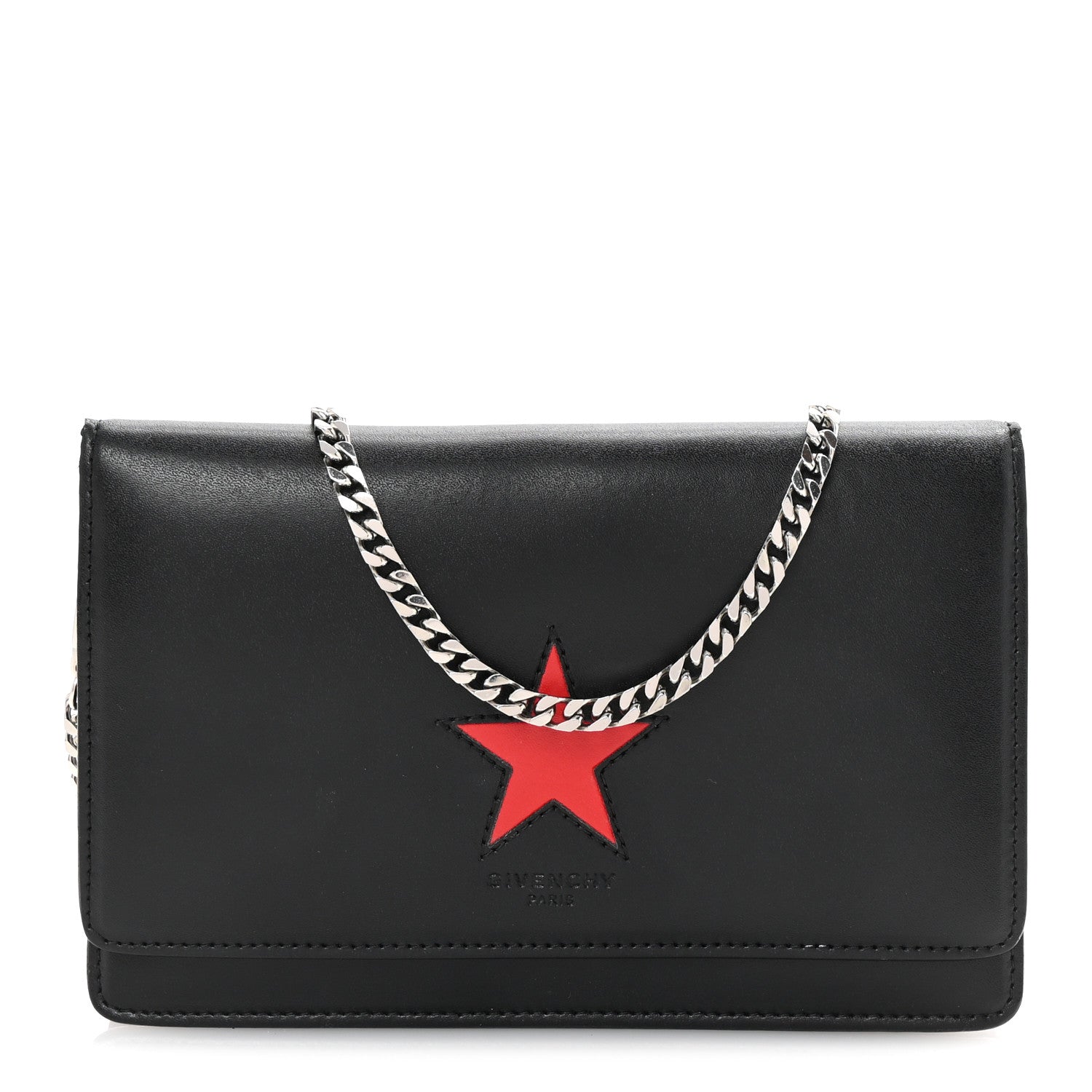 GIVENCHY★STAR レザーウォレット Givenchy Embossed Star cardholder wallet black print zipped