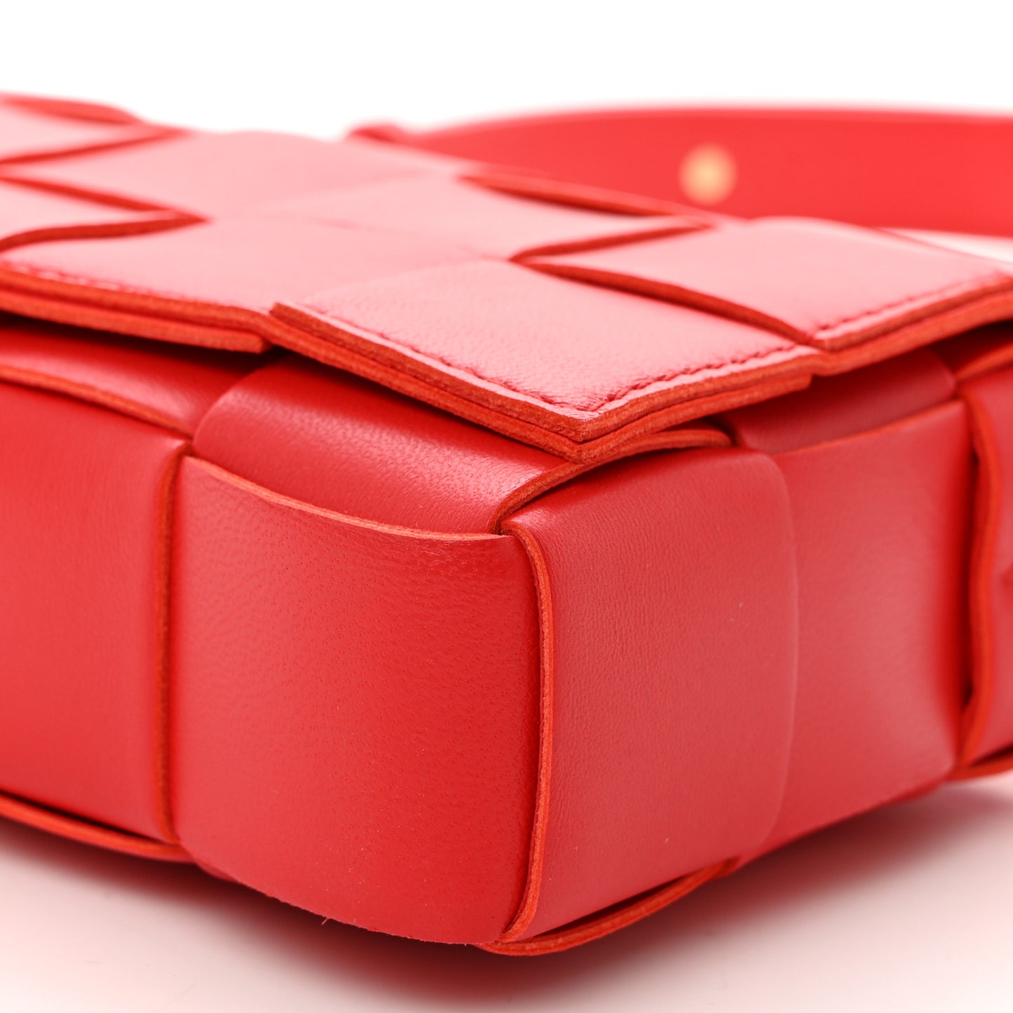 Lambskin Maxi Intrecciato Small Cassette Crossbody Bag Redstone