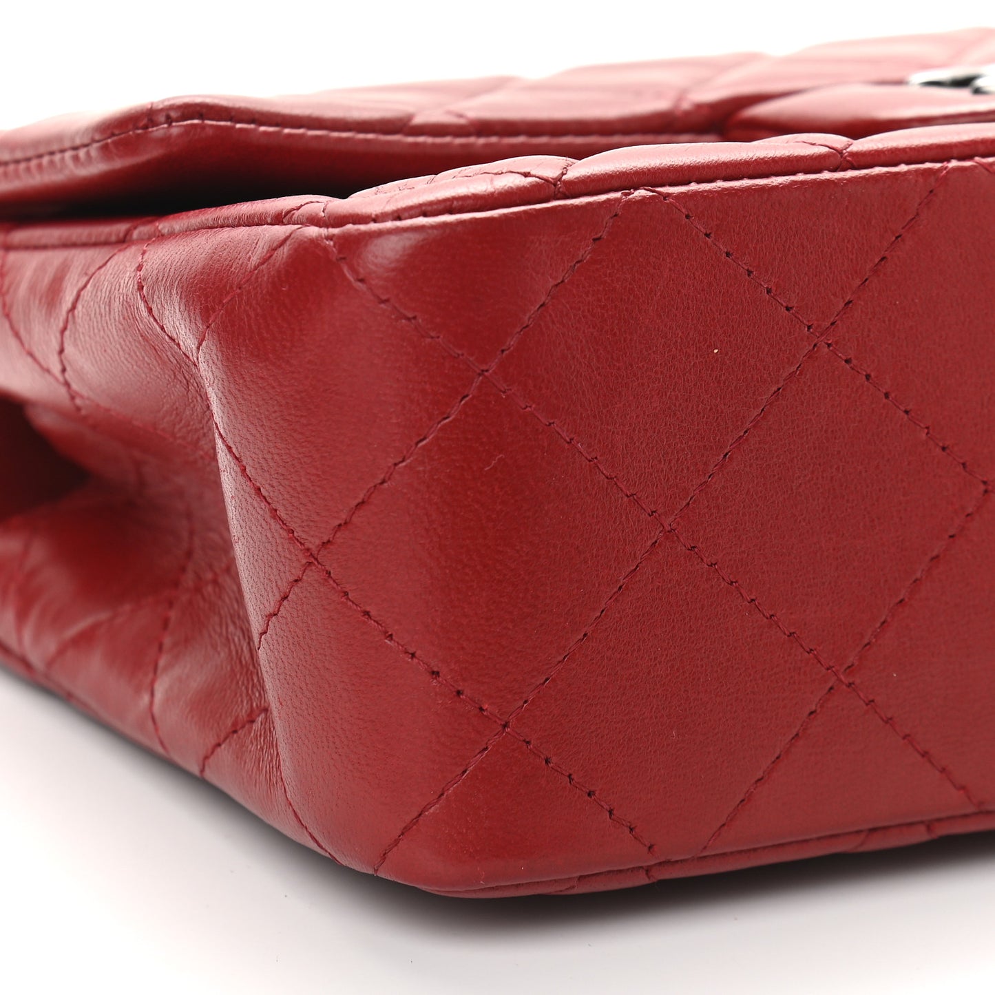 Lambskin Quilted Mini Rectangular Flap Dark Red