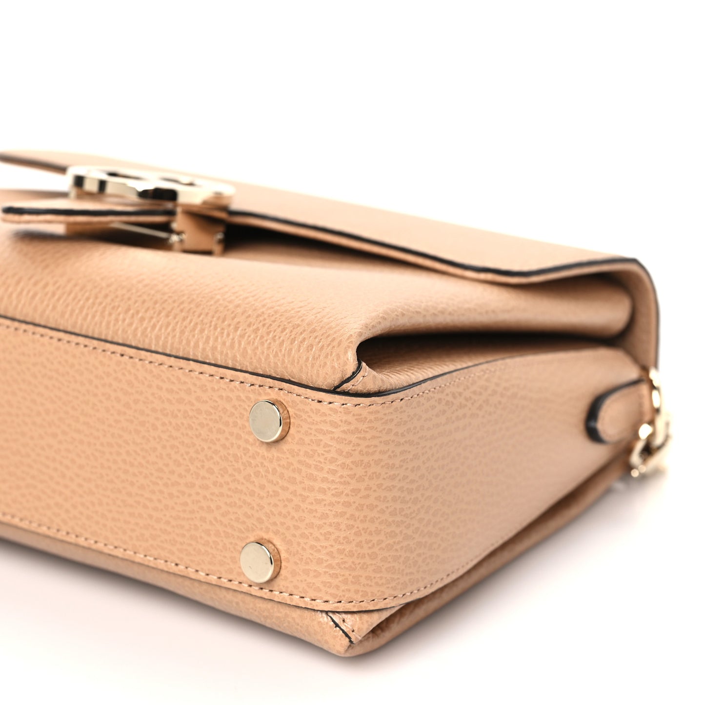 Dollar Calfskin Interlocking G Top Handle Shoulder Bag Camelia