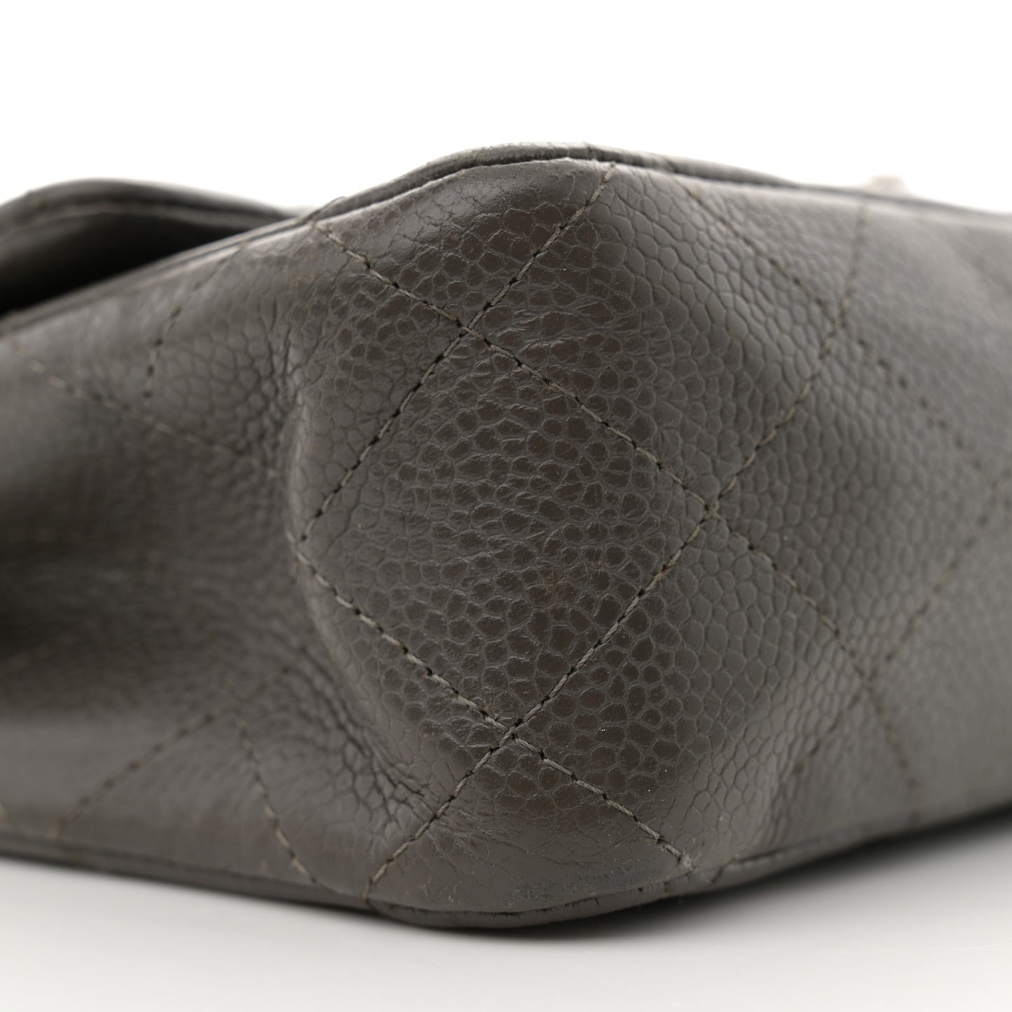 Caviar Quilted Medium Double Flap Dark Grey