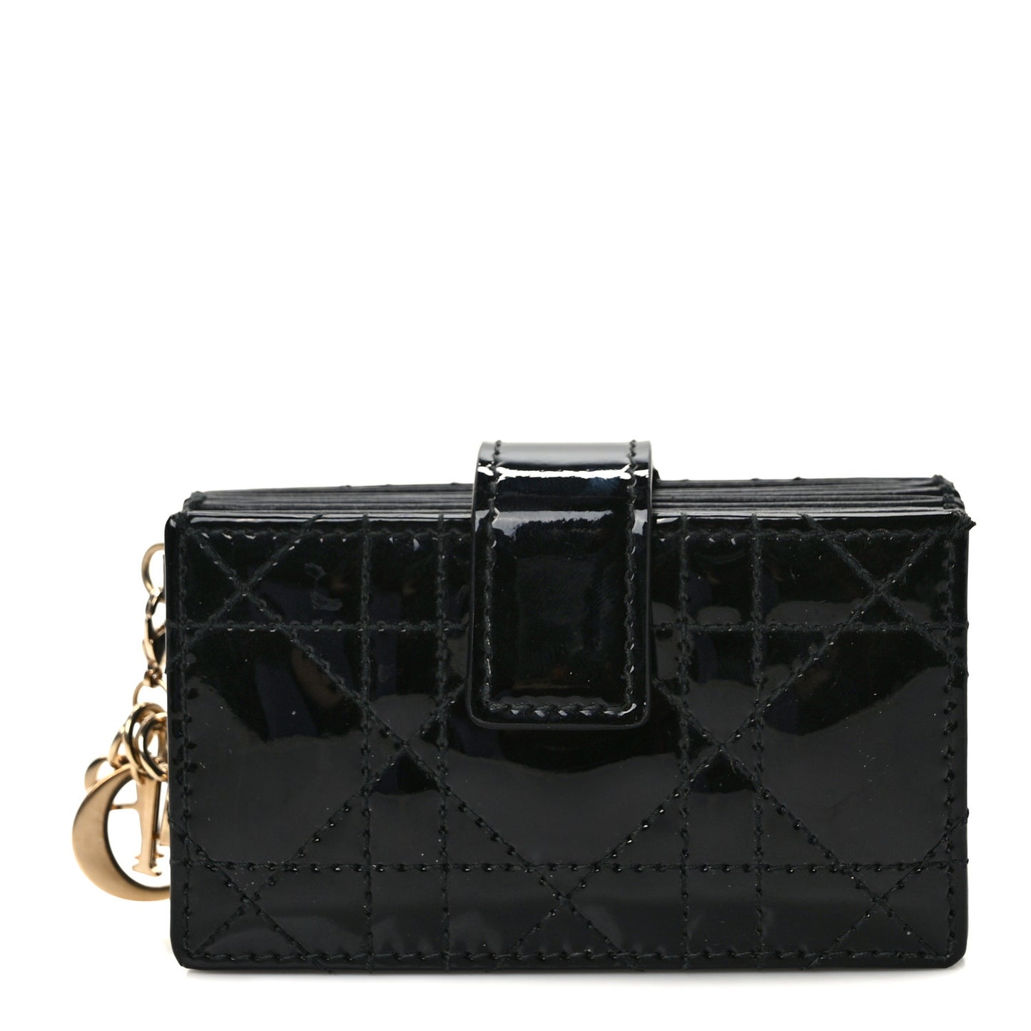 Patent Cannage Lady Dior 5-Gusset Card Holder Black