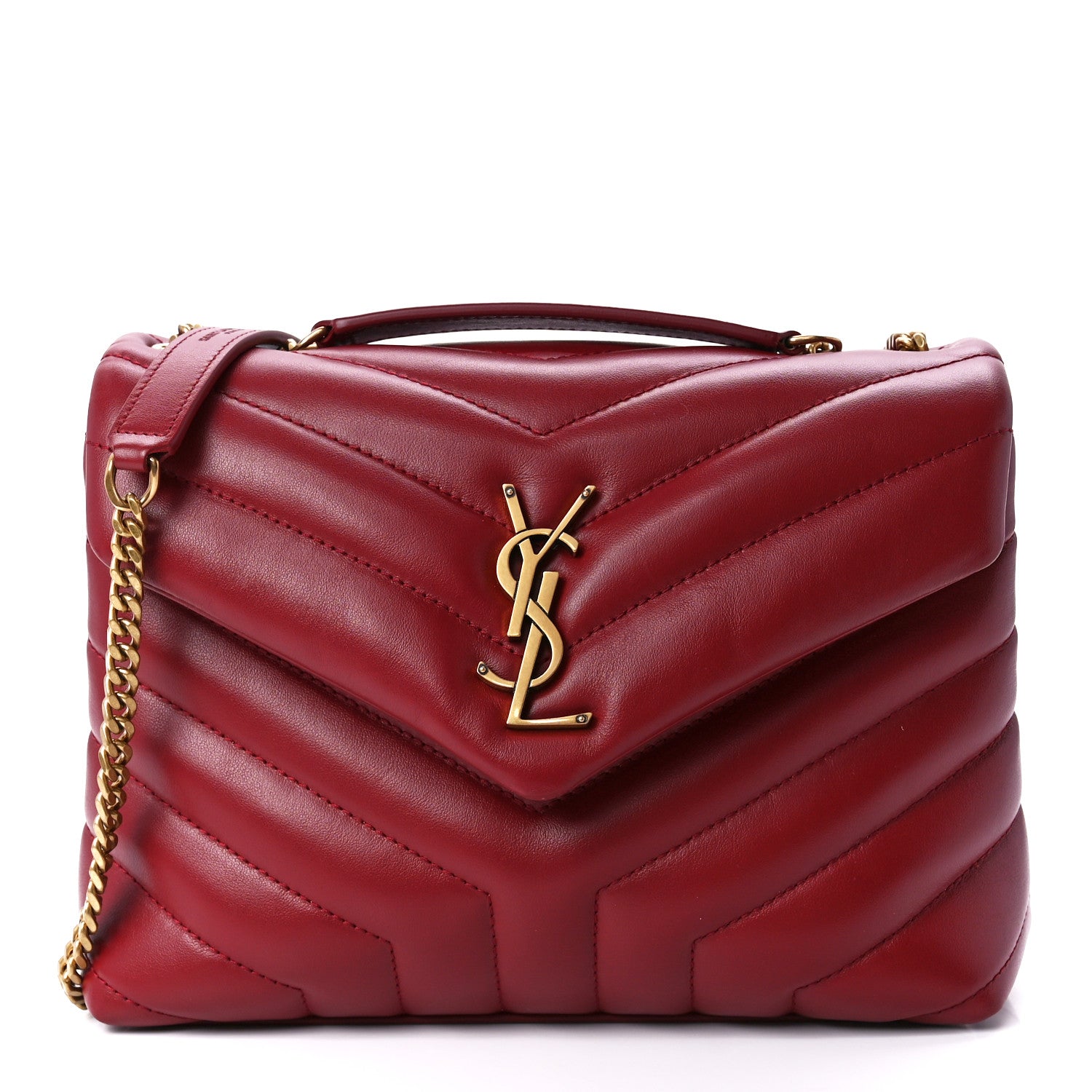 Saint Laurent Calfskin Y Quilted Monogram Small Loulou Chain