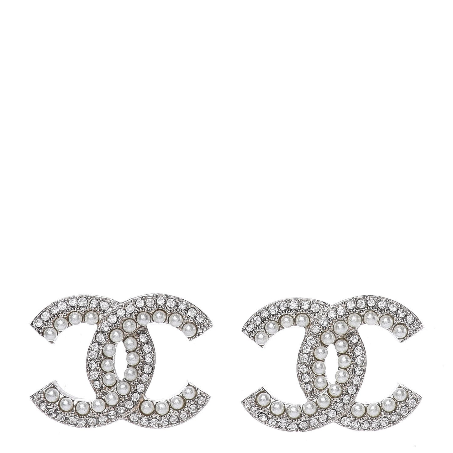 Pearl Crystal CC Snow Palace Earrings Silver