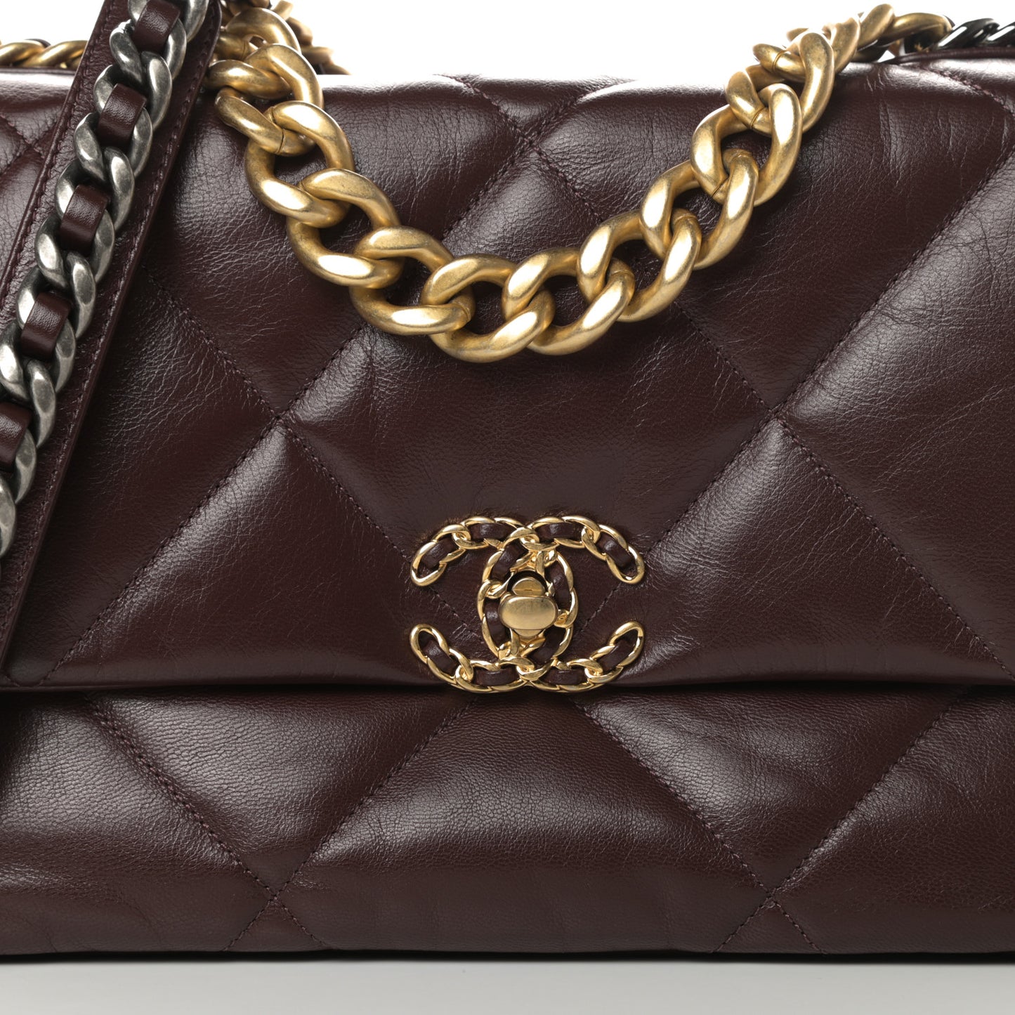 Lambskin Quilted Large Chanel 19 Flap Dark Brown