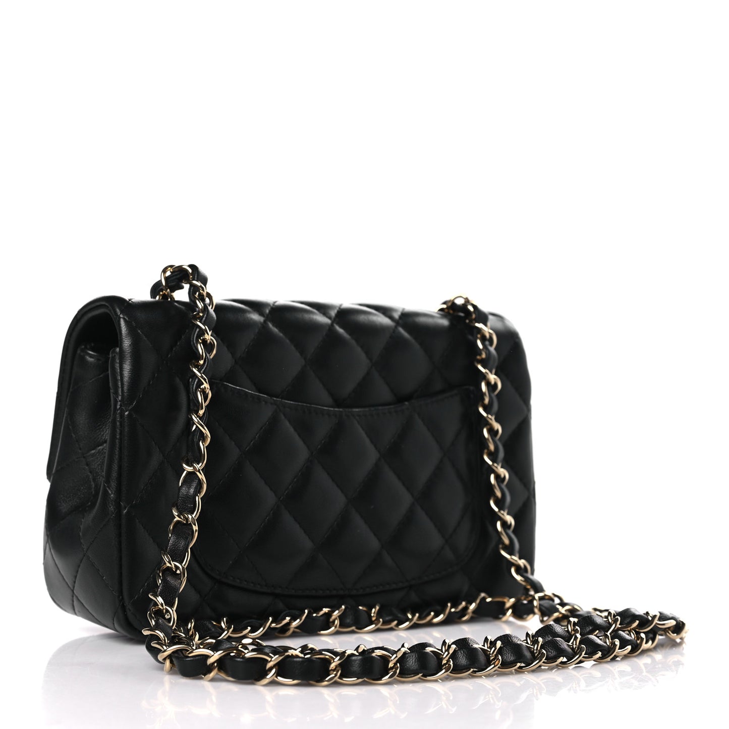 Lambskin Quilted Mini Rectangular Flap Black