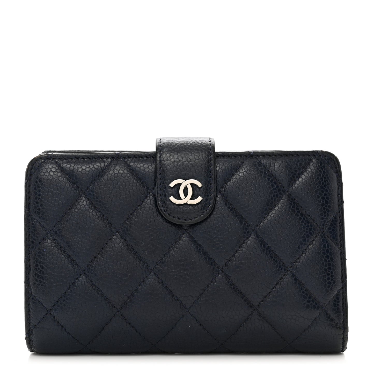 Caviar Quilted CC French Wallet Navy