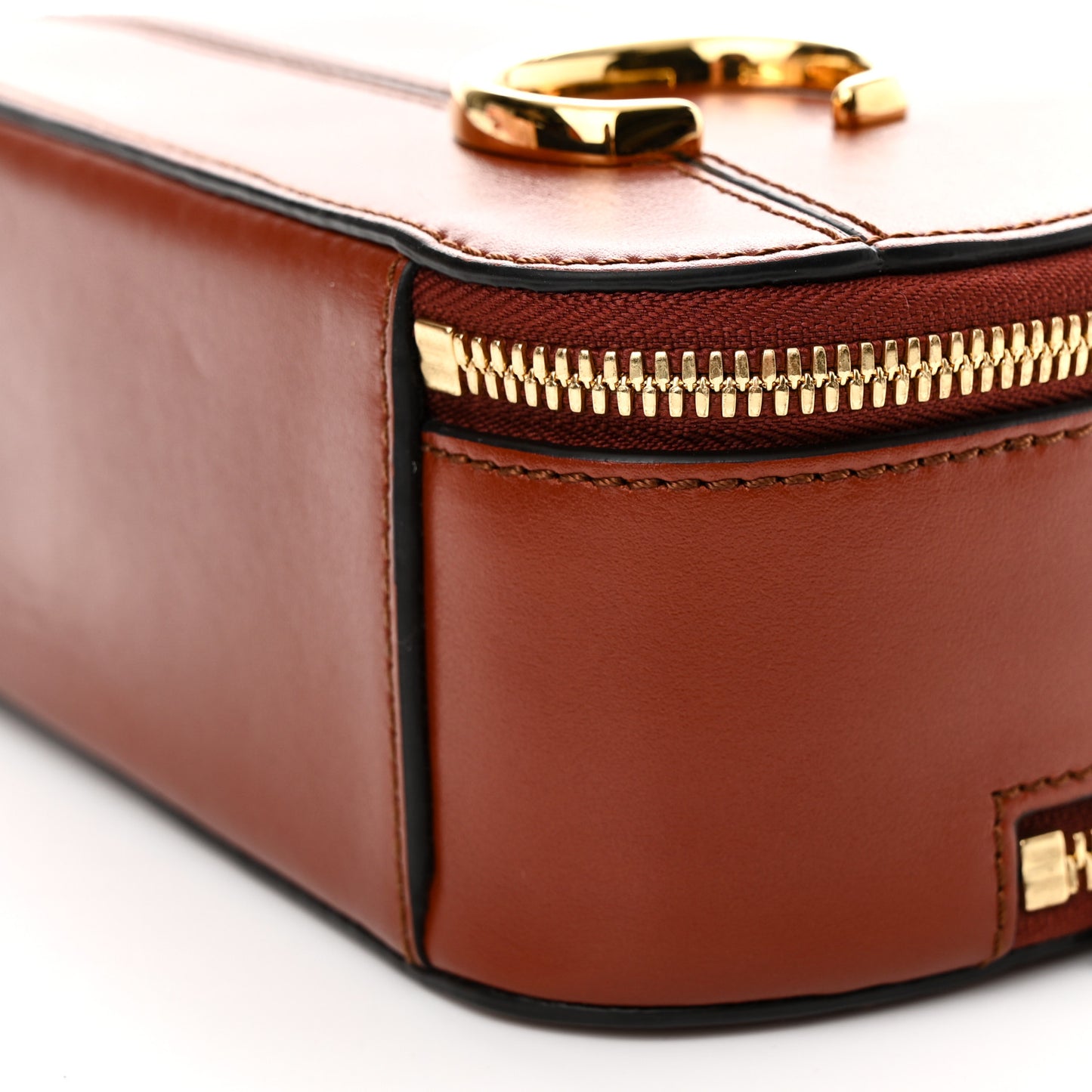 Shiny Calfskin Mini Vanity C Bag Sepia Brown